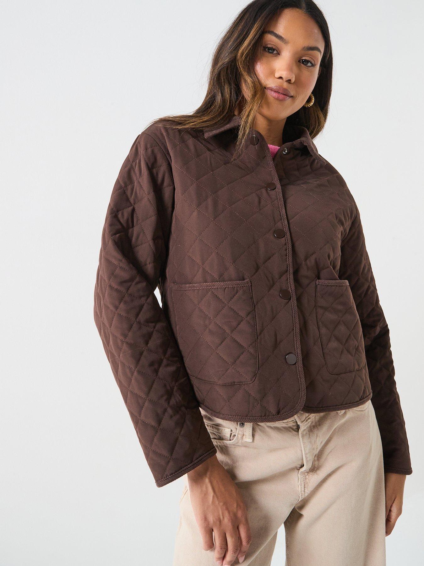 Image 5 of 5 of JDY Paula Long Sleeve Quilted Barn Jacket - Brown