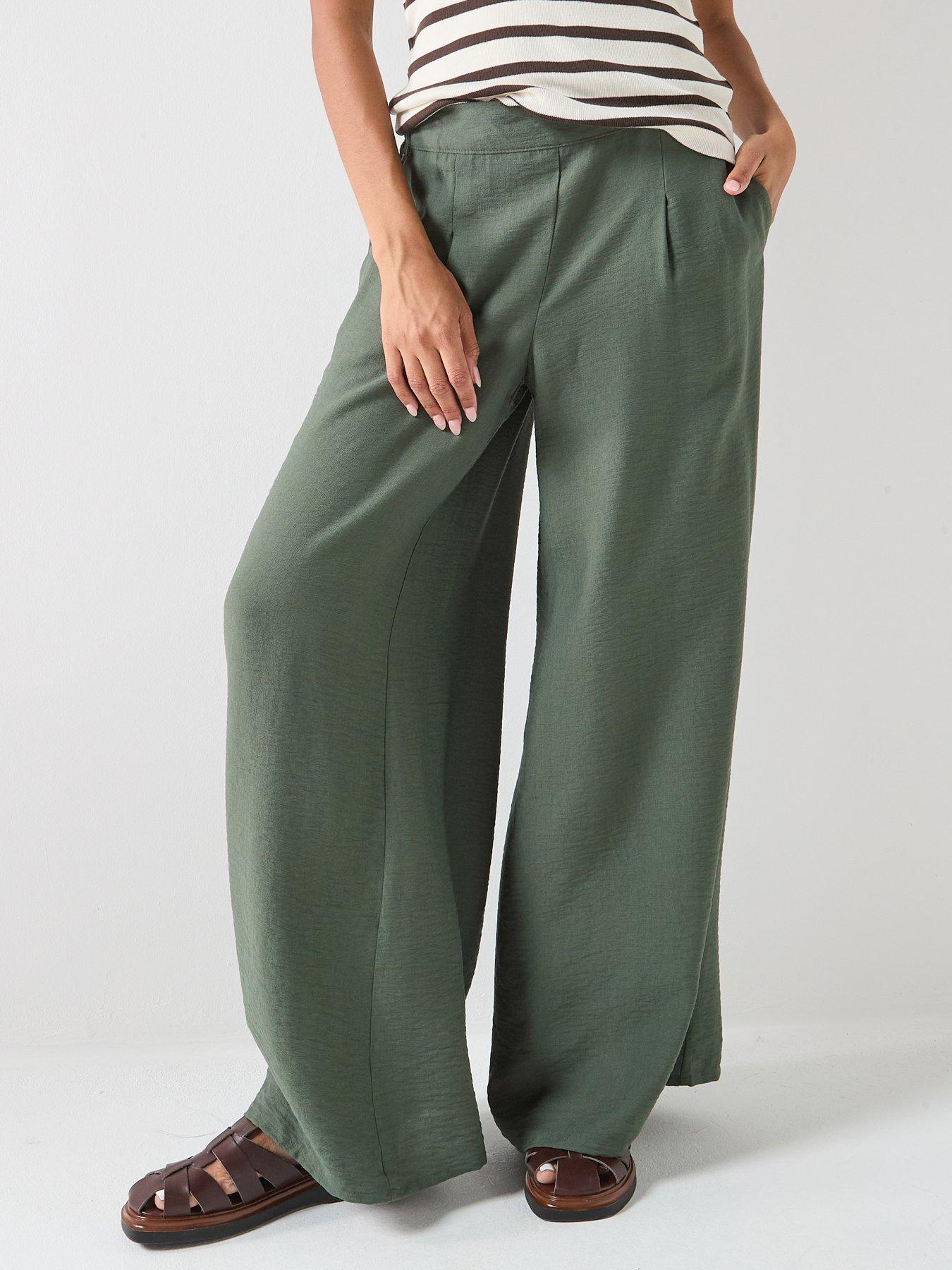  image of jdy-pepper-palazzo-trousers-green