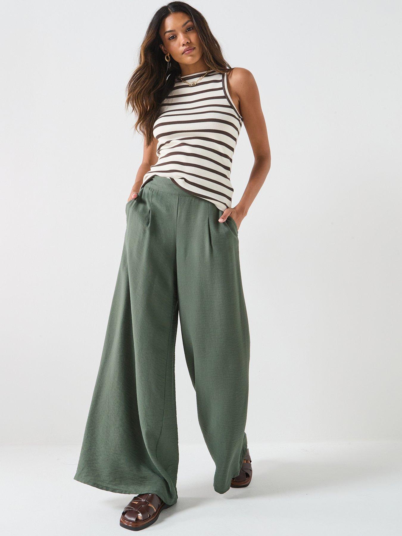  image of jdy-pepper-palazzo-trousers-green