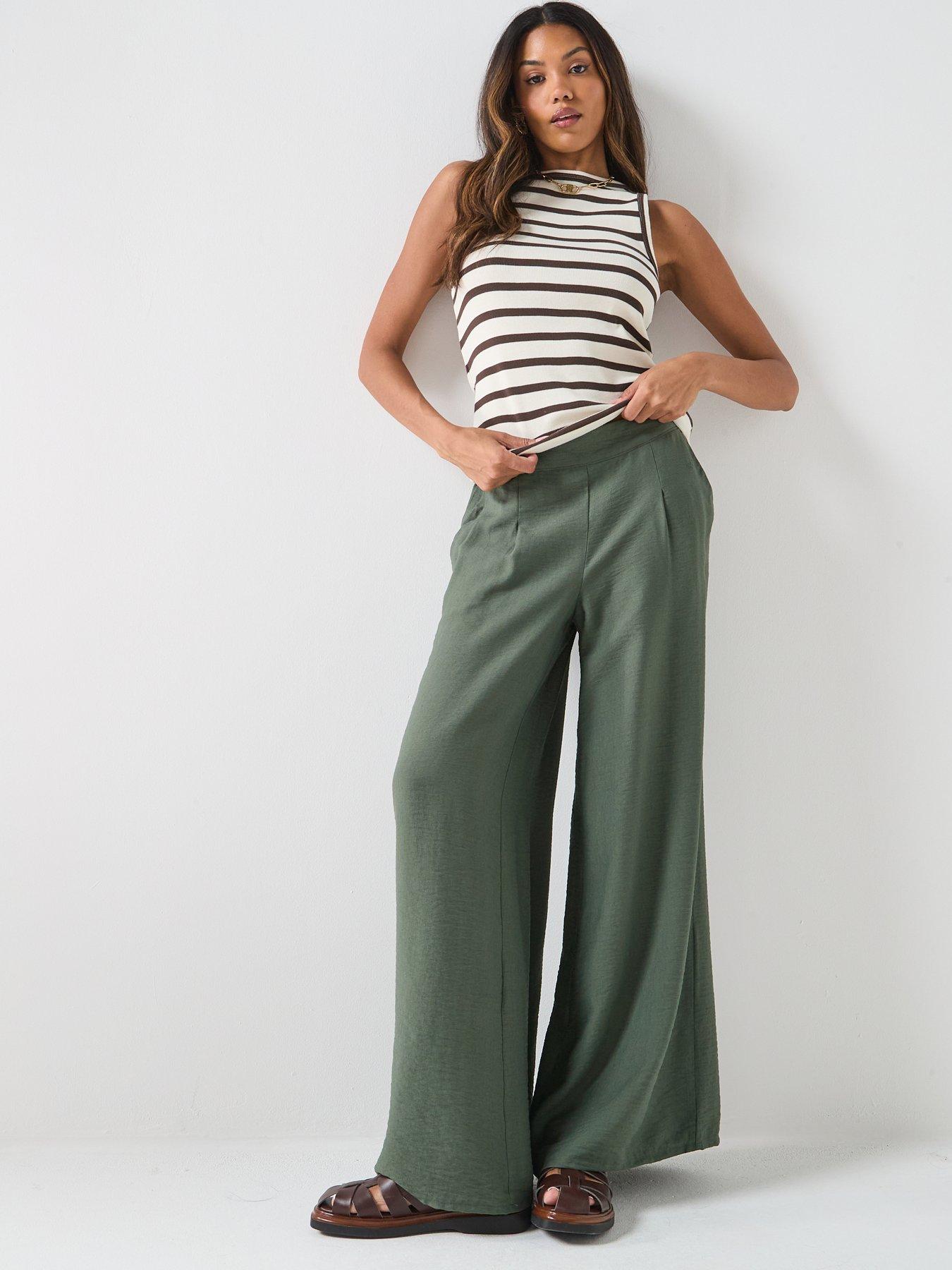  image of jdy-pepper-palazzo-trousers-green