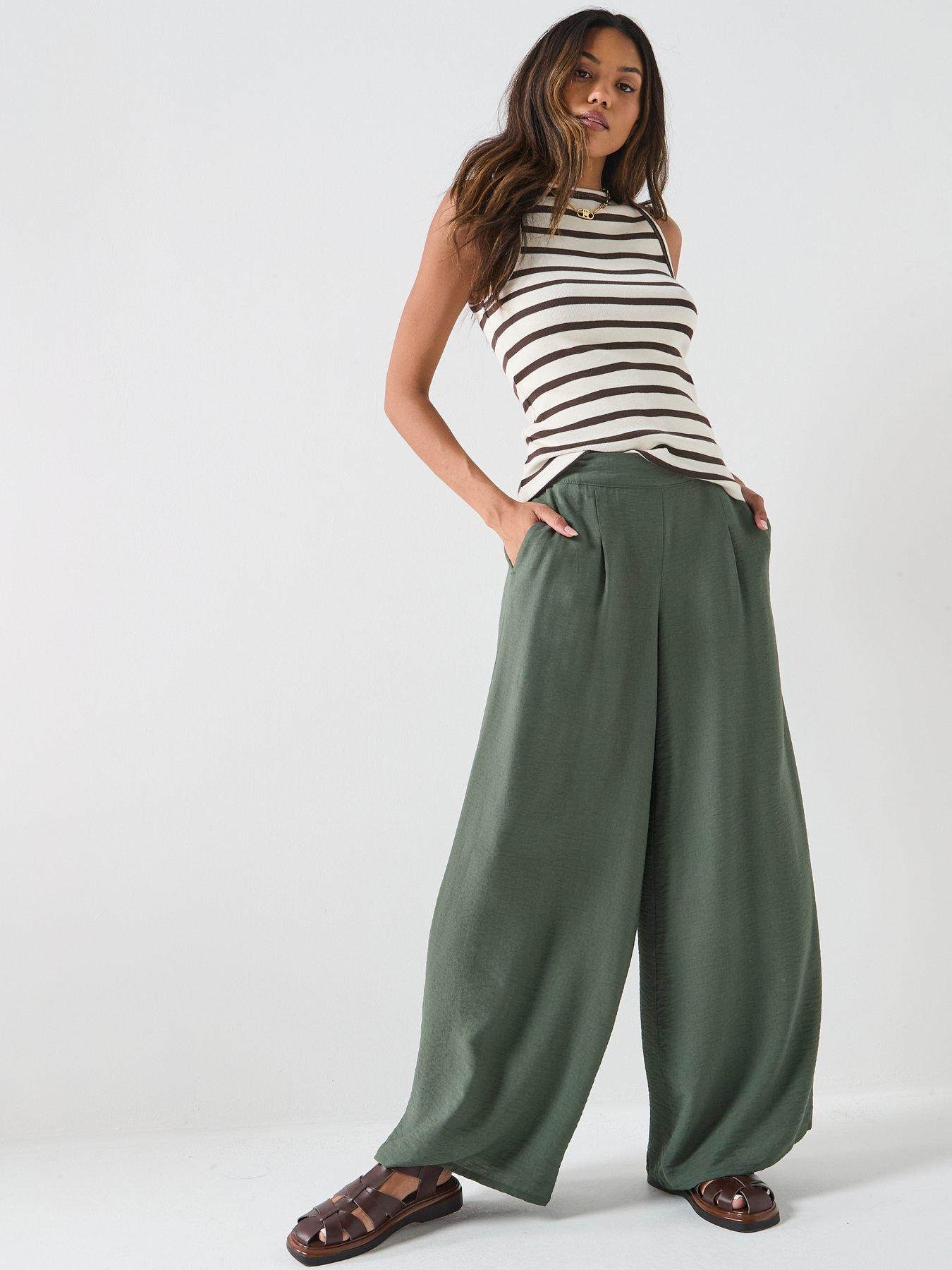  image of jdy-pepper-palazzo-trousers-green