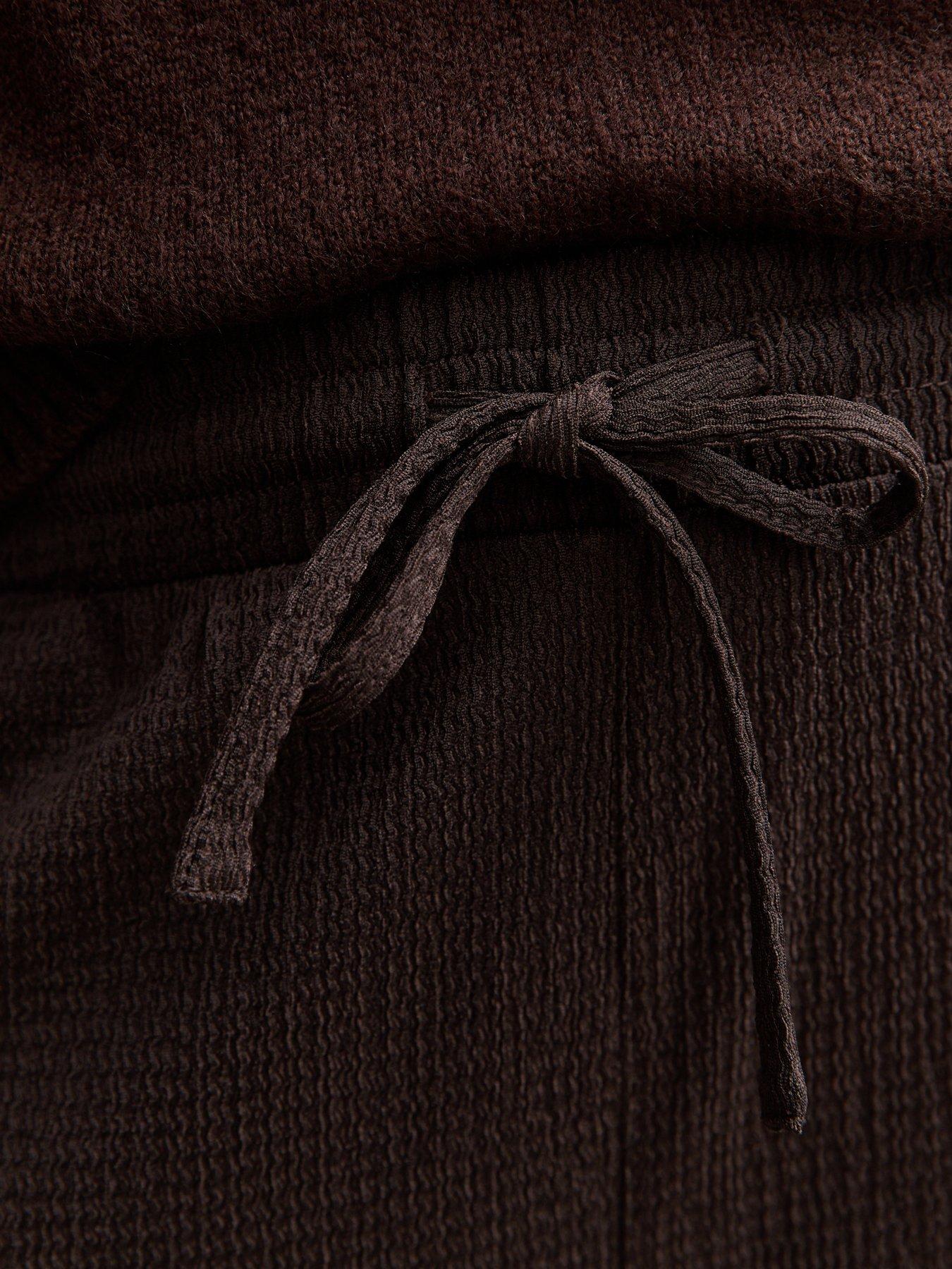  image of new-look-textured-wide-leg-trousers-dark-brown