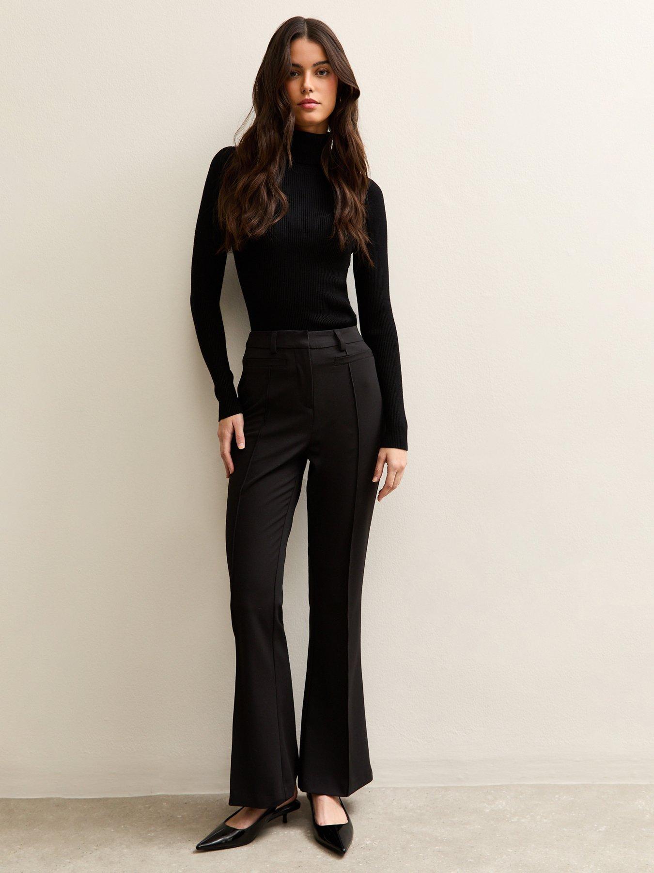 New Look Mid Waist Flared Trousers - Black