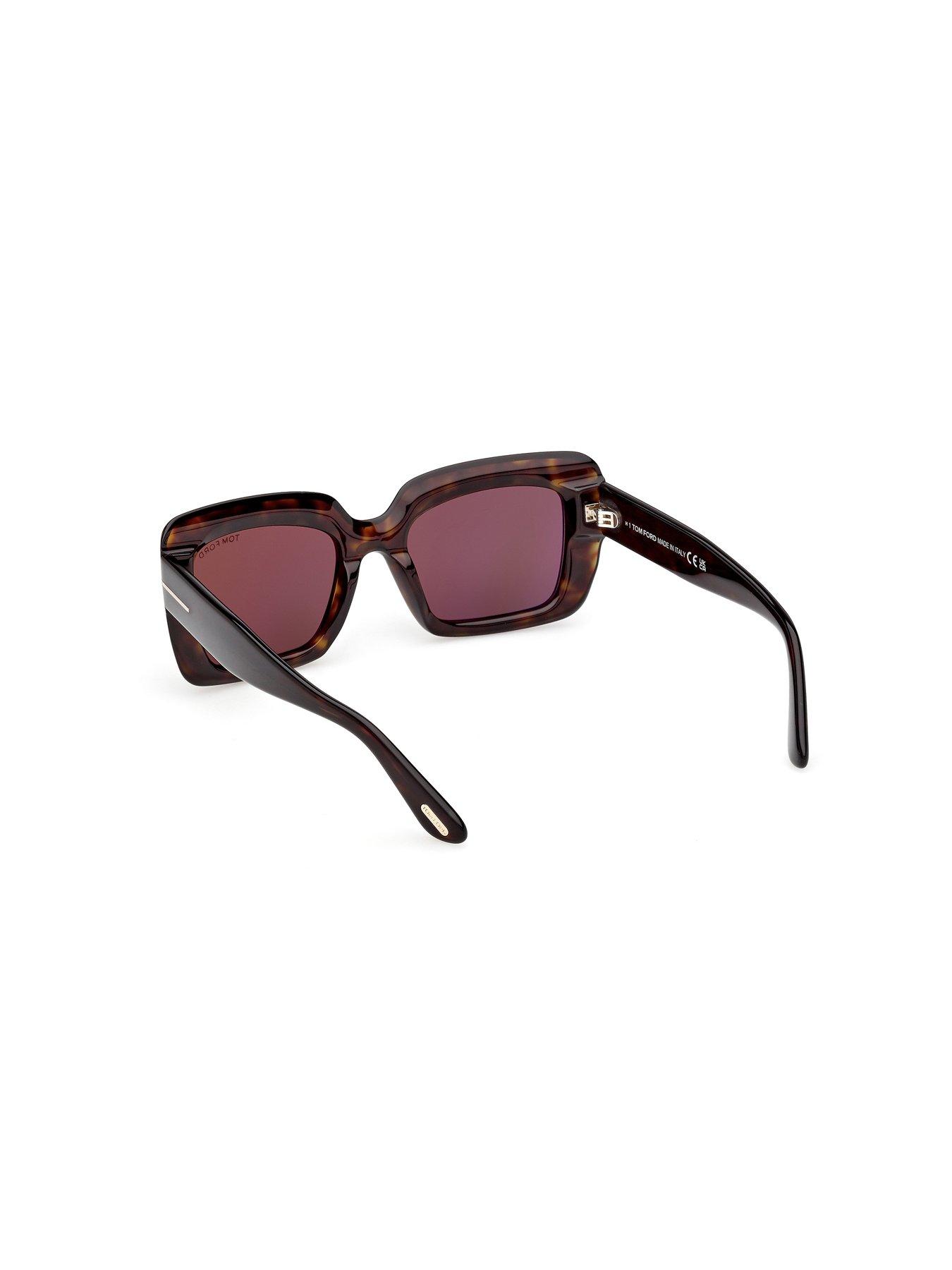  image of tom-ford-leila-rectangular-sunglasses-dark-havana