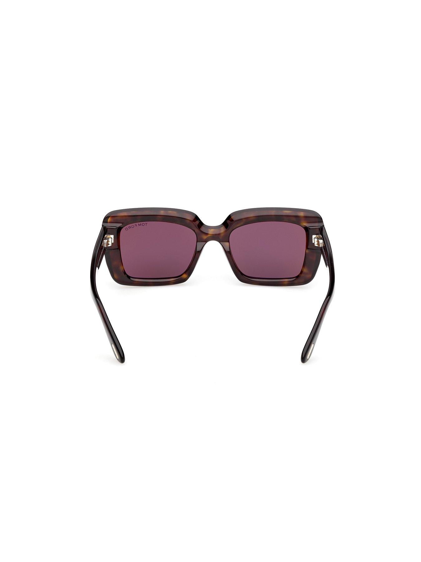  image of tom-ford-leila-rectangular-sunglasses-dark-havana