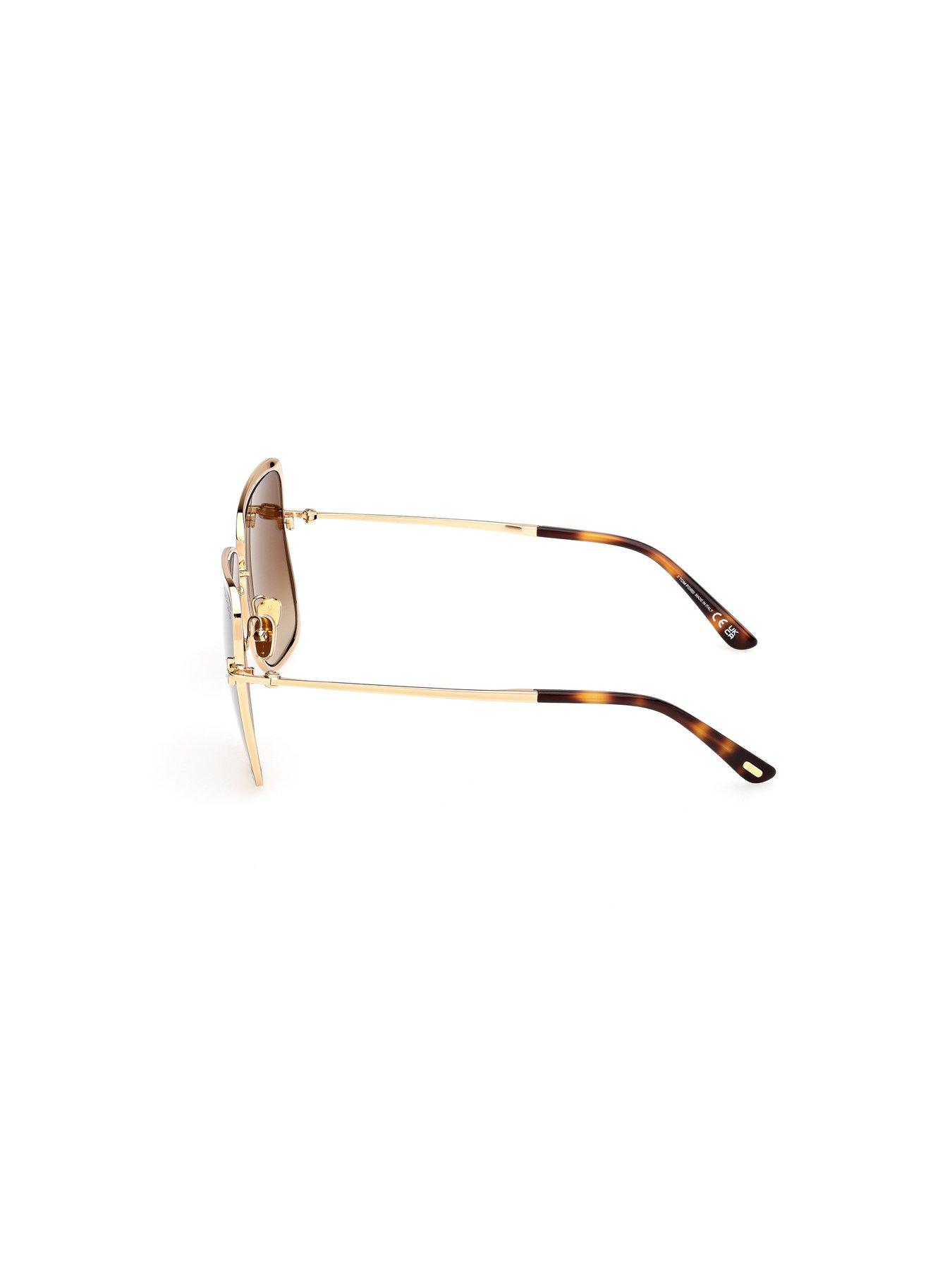 Image 3 of 7 of Tom Ford Tara Geometric Sunglasses - Shiny Deep Gold