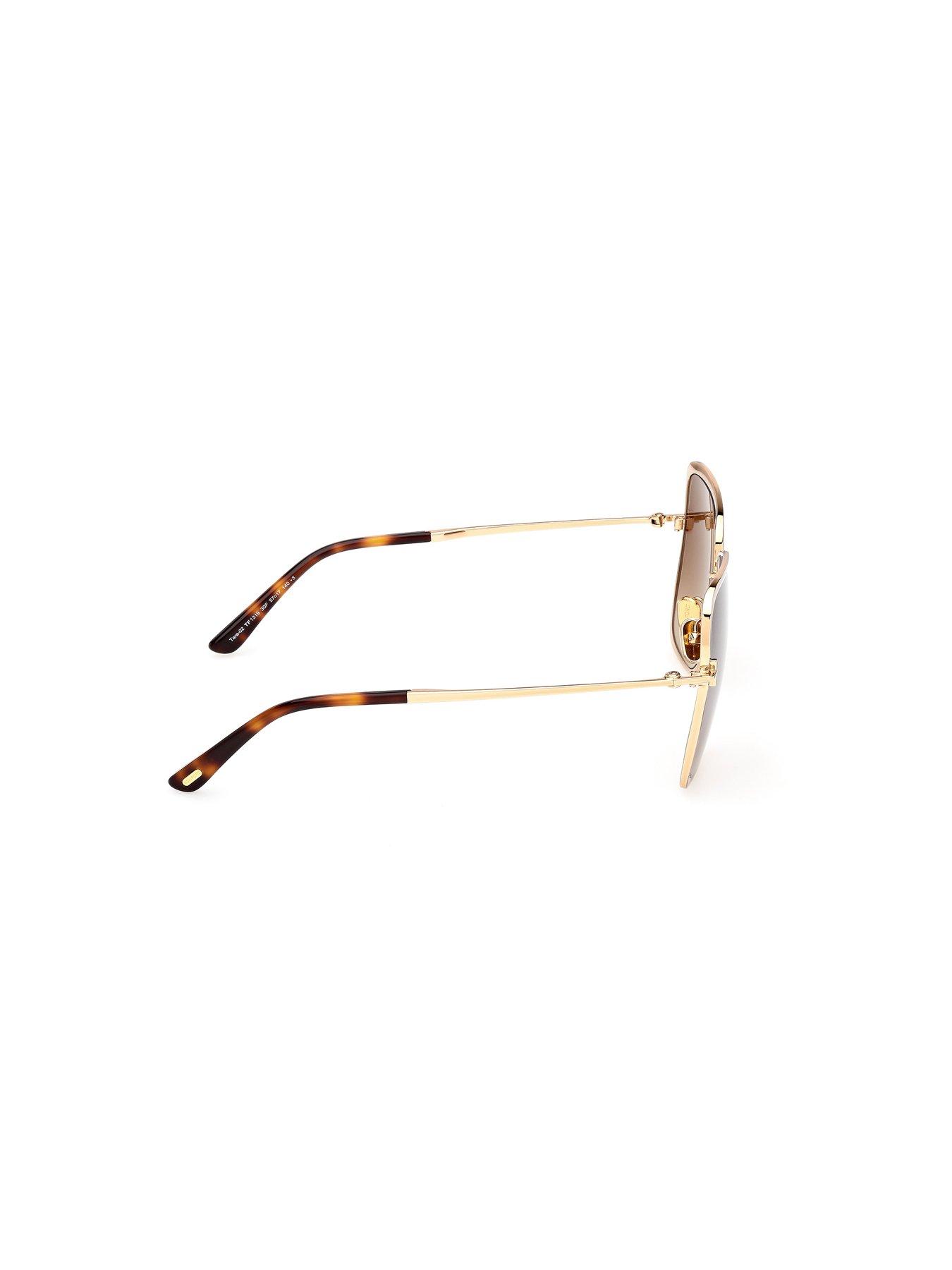 Image 6 of 7 of Tom Ford Tara Geometric Sunglasses - Shiny Deep Gold