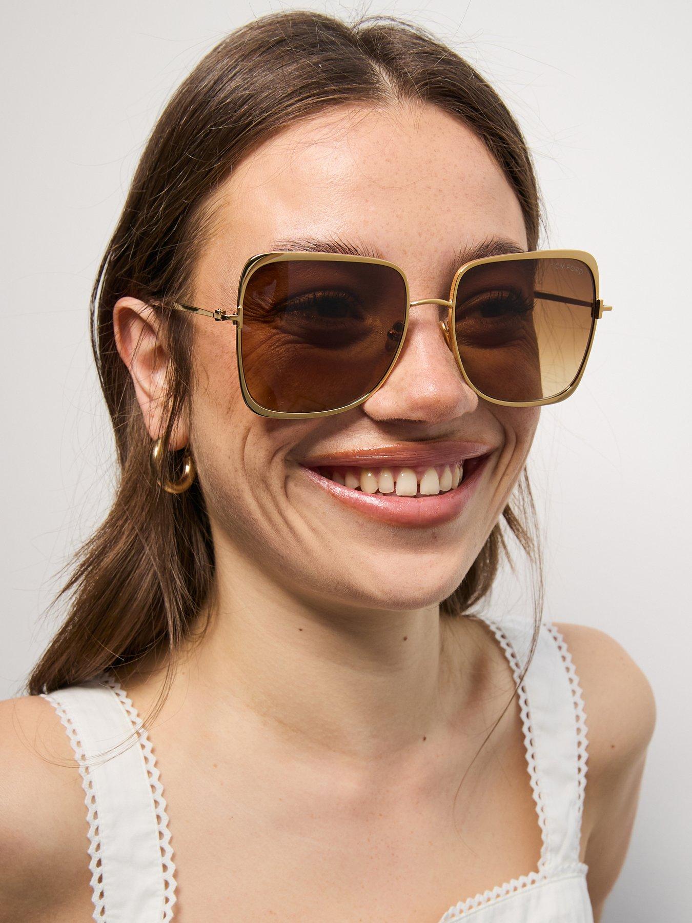 Image 7 of 7 of Tom Ford Tara Geometric Sunglasses - Shiny Deep Gold