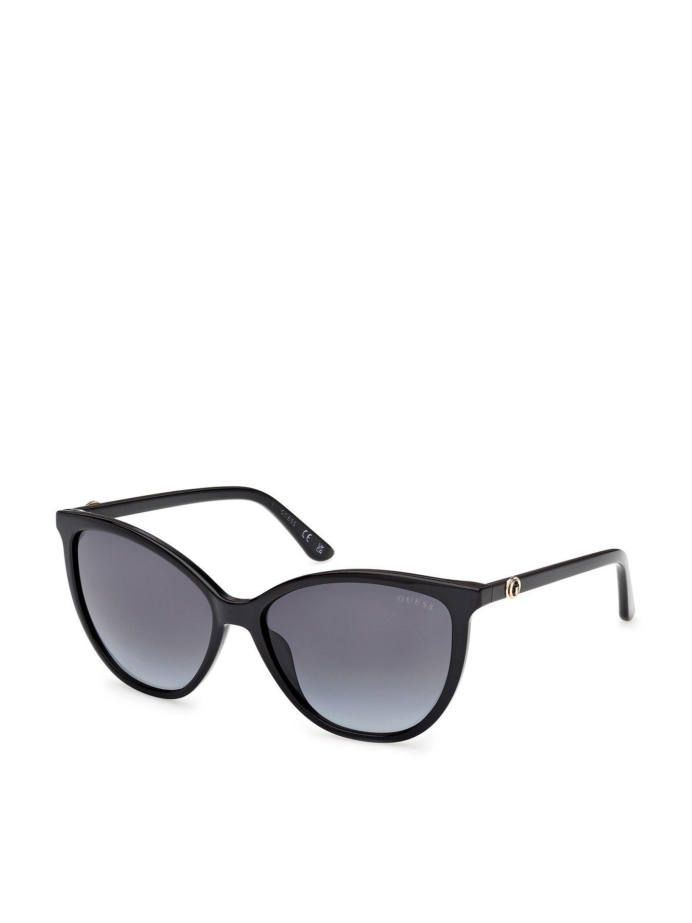 front image of guess-cat-eye-sunglasses-shiny-black