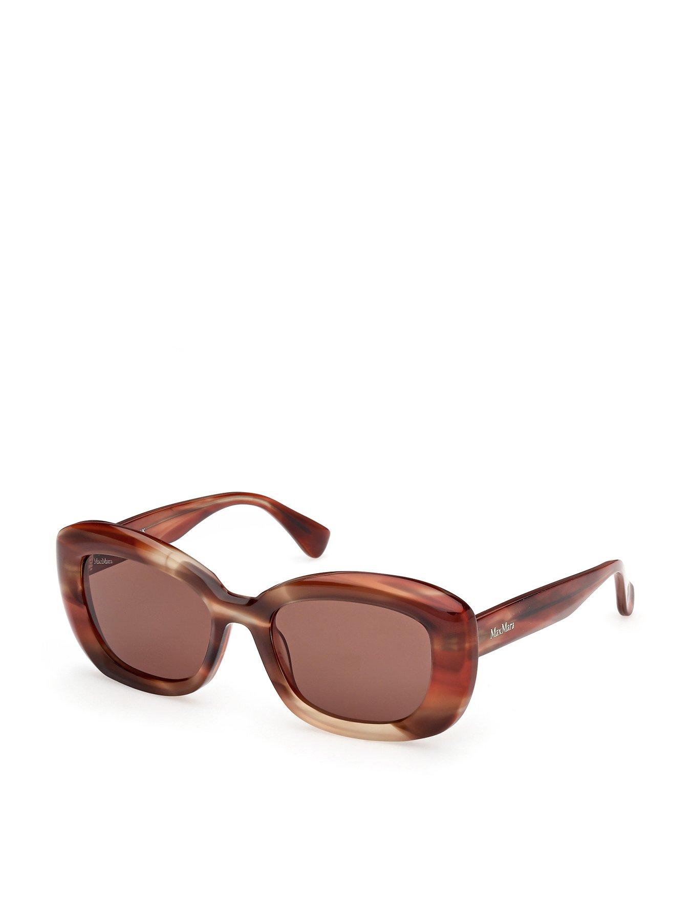 front image of max-mara-elizabeth-round-sunglasses-red