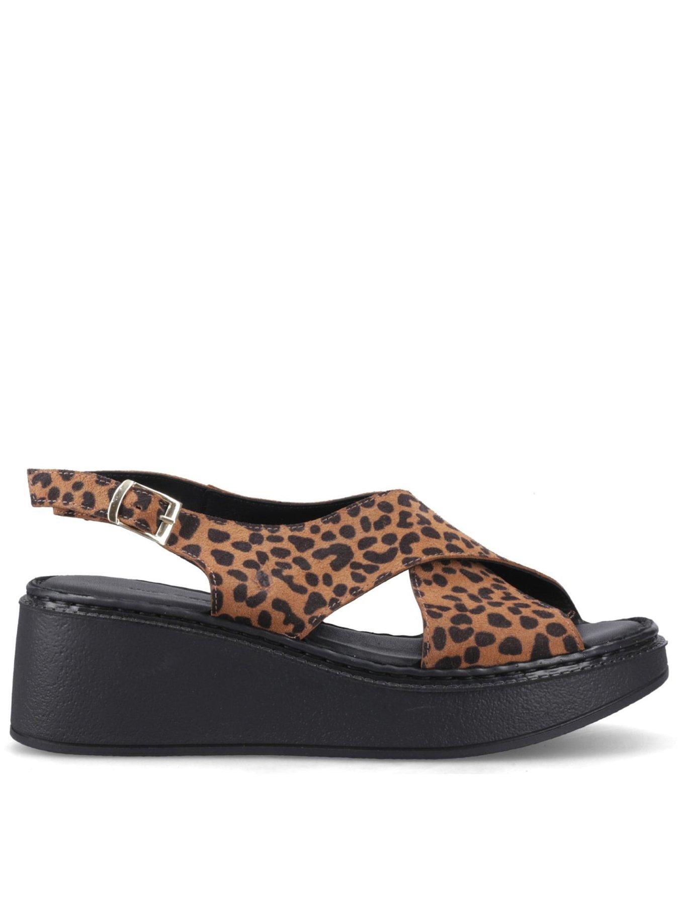 Image 1 of 7 of Hush Puppies Bex Wedge Sandal-leopard/black