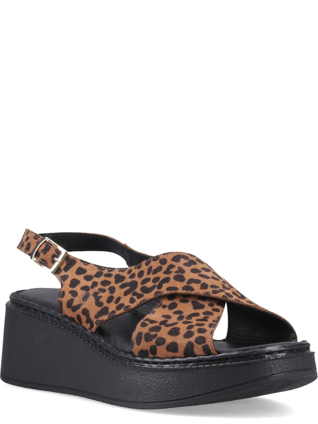 Image 4 of 7 of Hush Puppies Bex Wedge Sandal-leopard/black