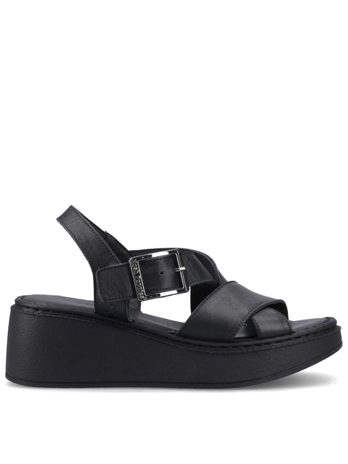 Hush Puppies Bretta Wedge Sandal-black Leather