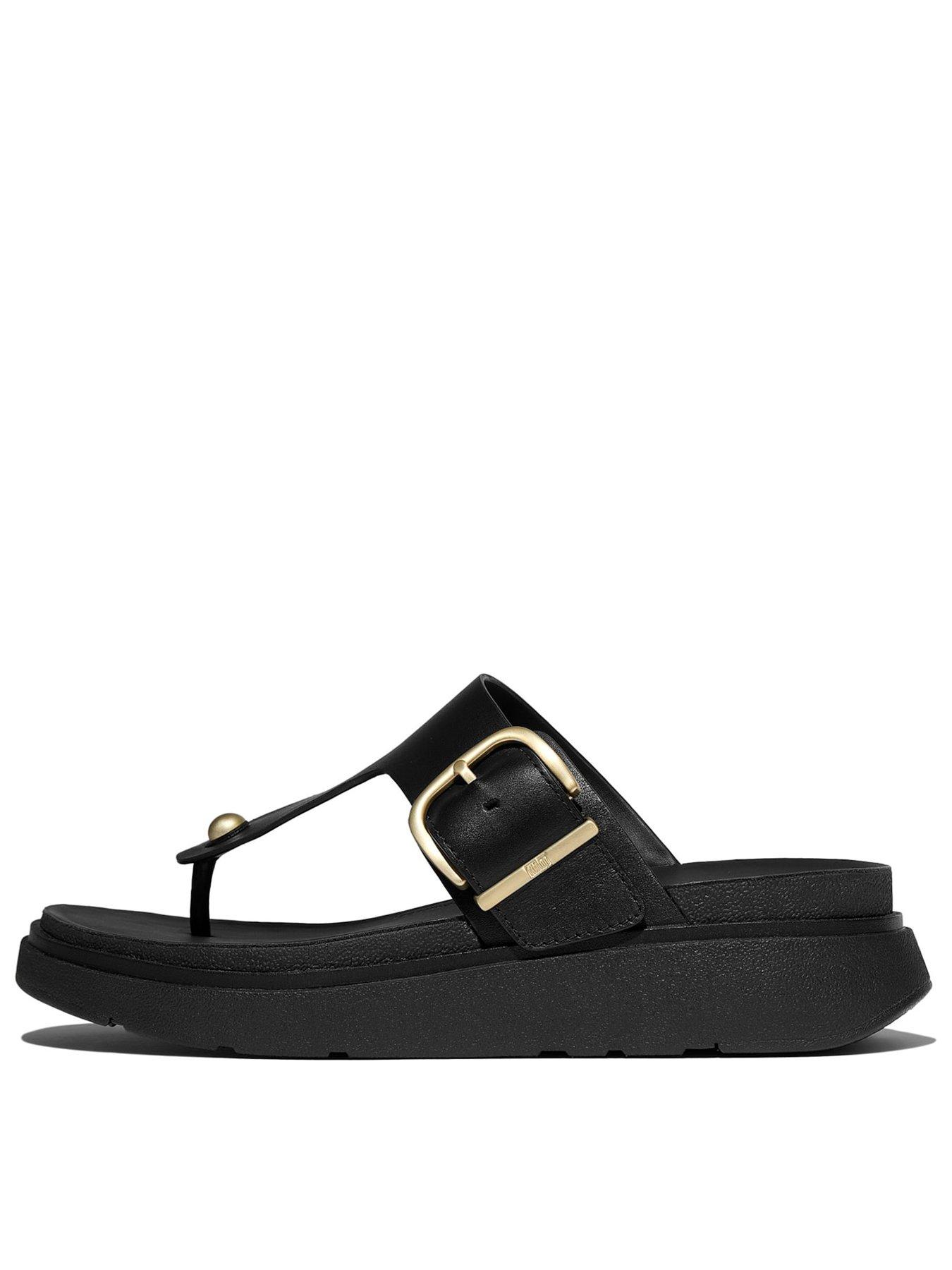 front image of fitflop-gen-ff-buckle-leather-toe-post-sandals