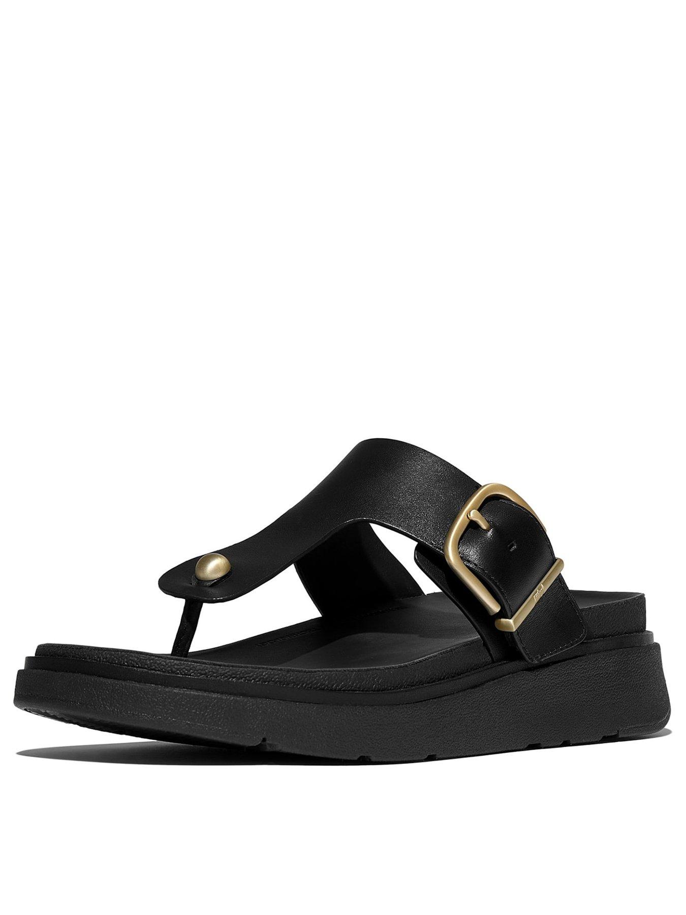  image of fitflop-gen-ff-buckle-leather-toe-post-sandals