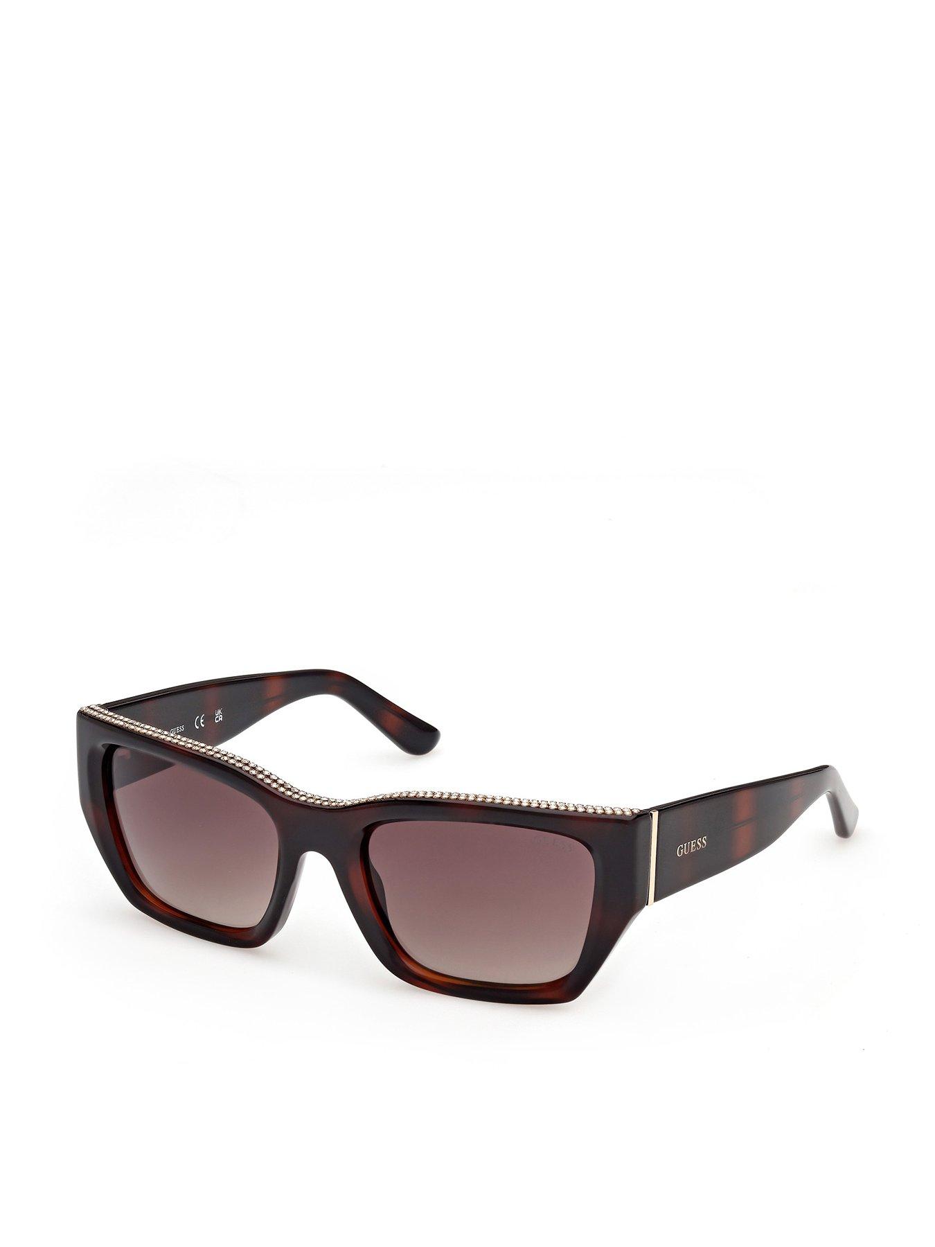 Guess Rectangular Sunglasses - Dark Havana