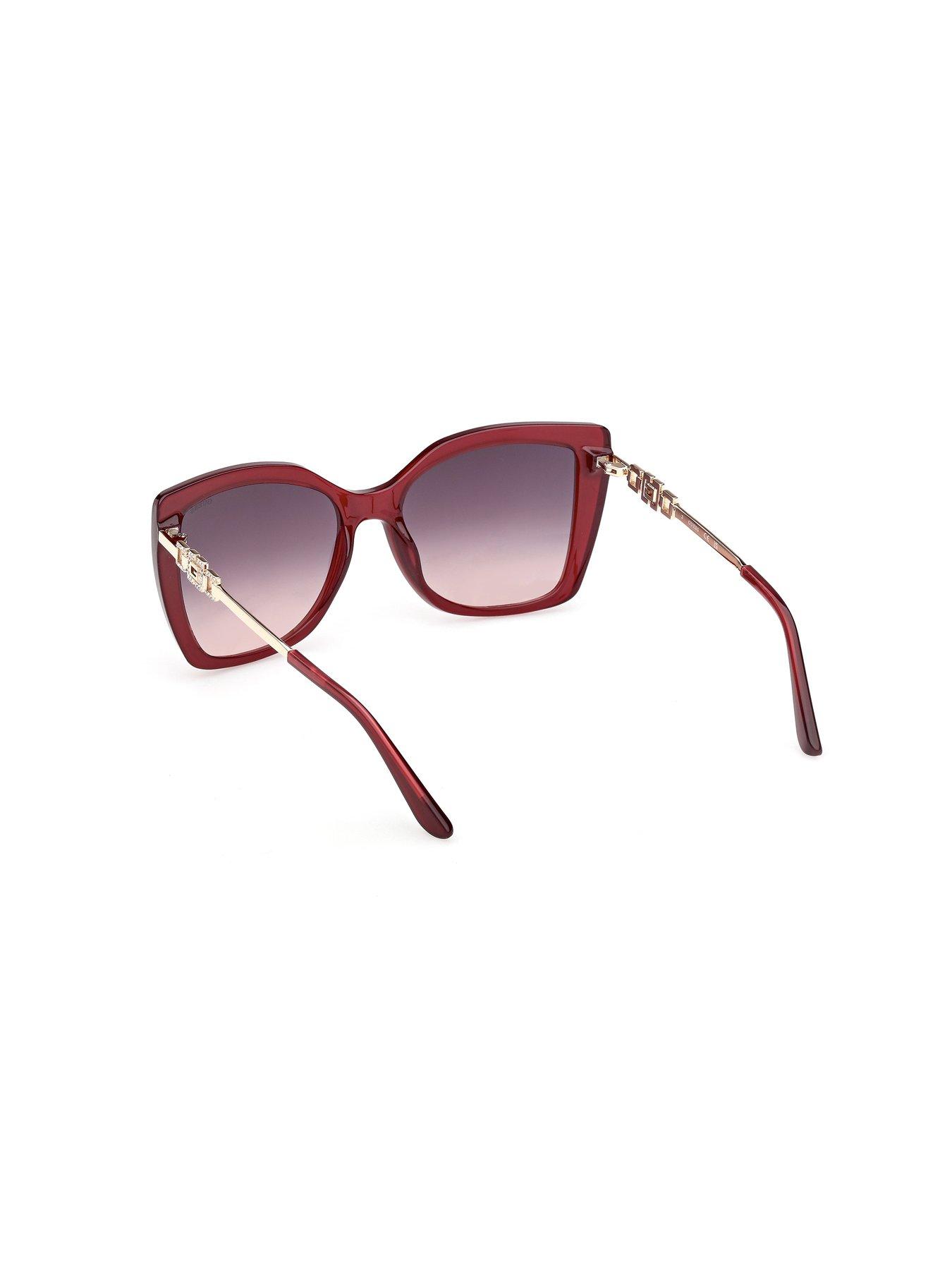  image of guess-square-sunglasses-shiny-bordeaux