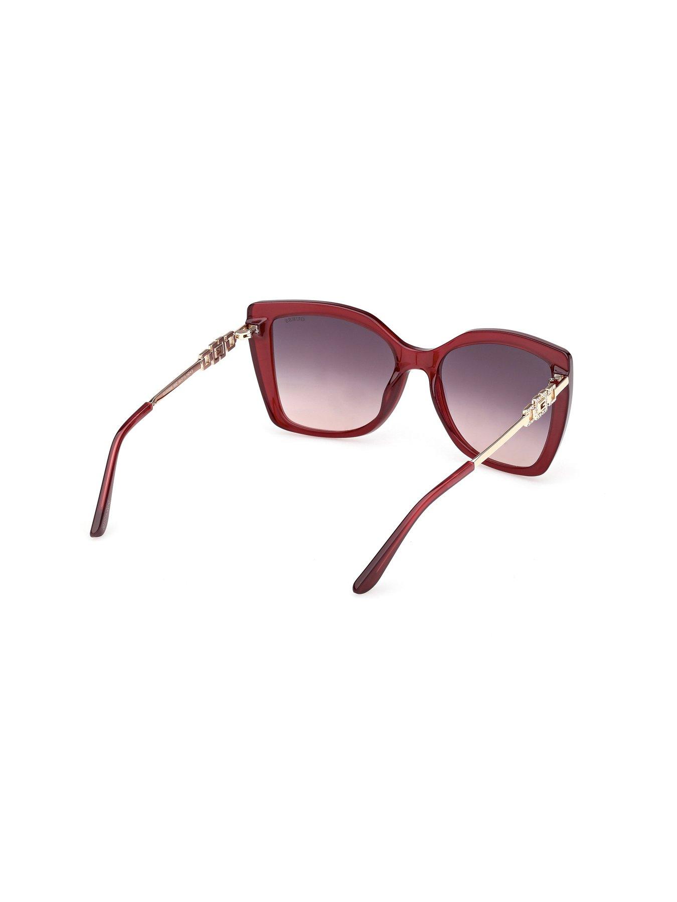  image of guess-square-sunglasses-shiny-bordeaux