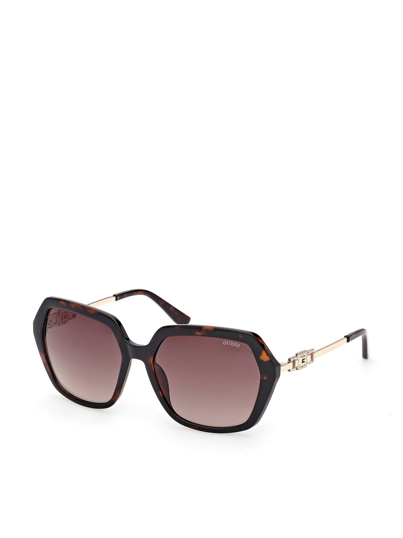Image 1 of 5 of Guess Geometric Sunglasses - Dark Havana