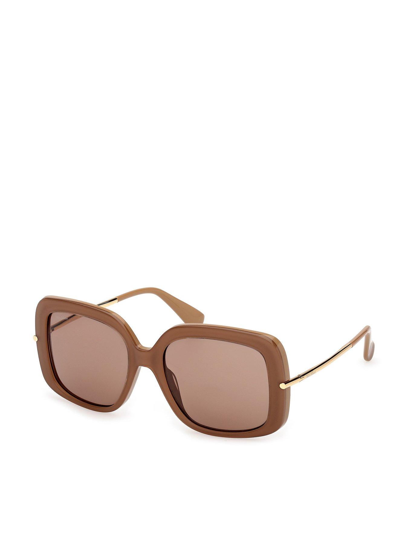 Max Mara Round Acetate Sunglasses - Matte Light Brown
