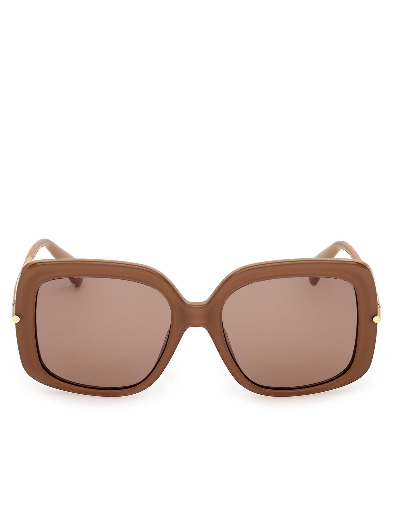 Image 2 of 5 of Max Mara Round Acetate Sunglasses - Matte&nbsp;Light Brown