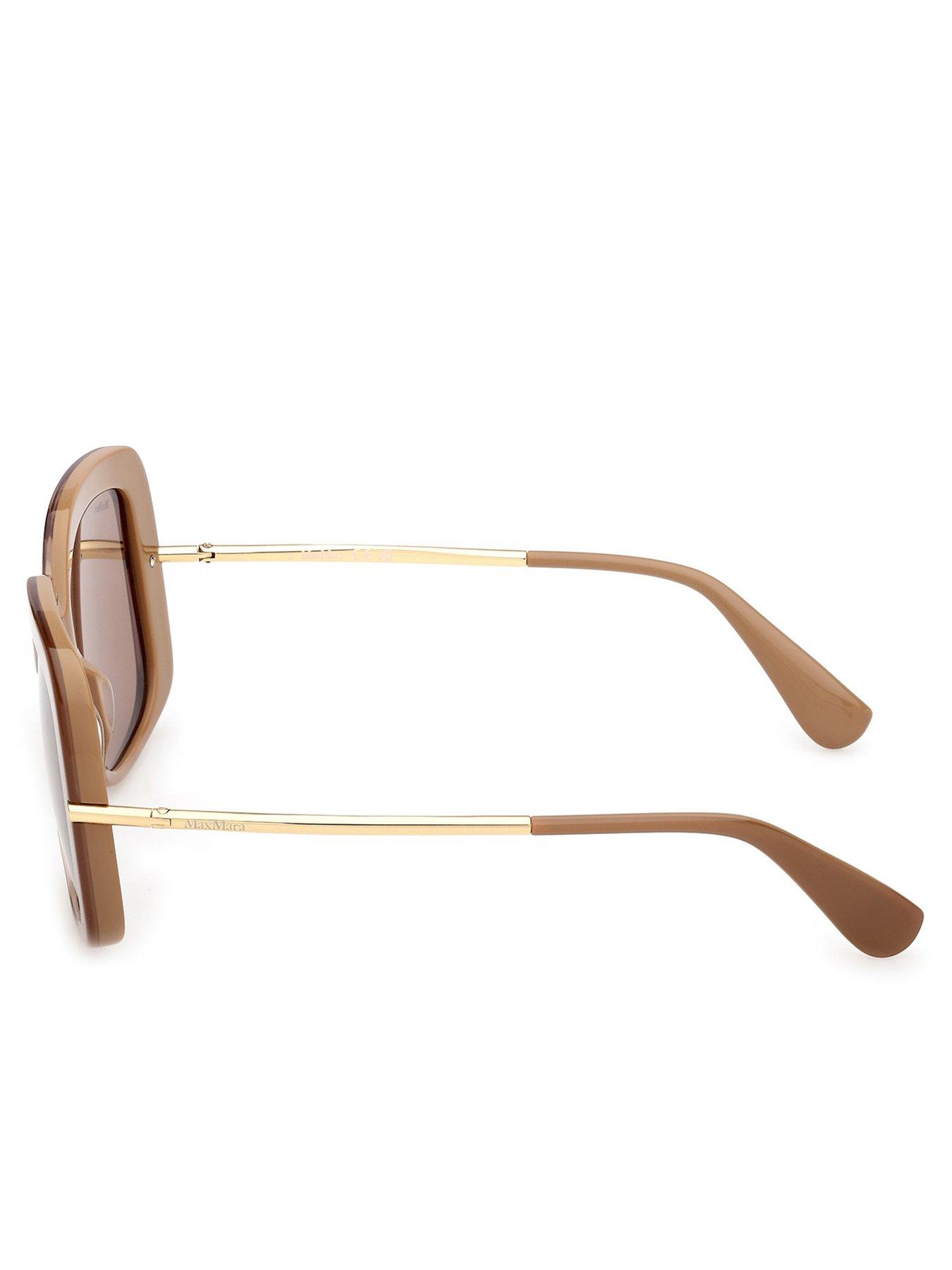 Image 3 of 5 of Max Mara Round Acetate Sunglasses - Matte&nbsp;Light Brown