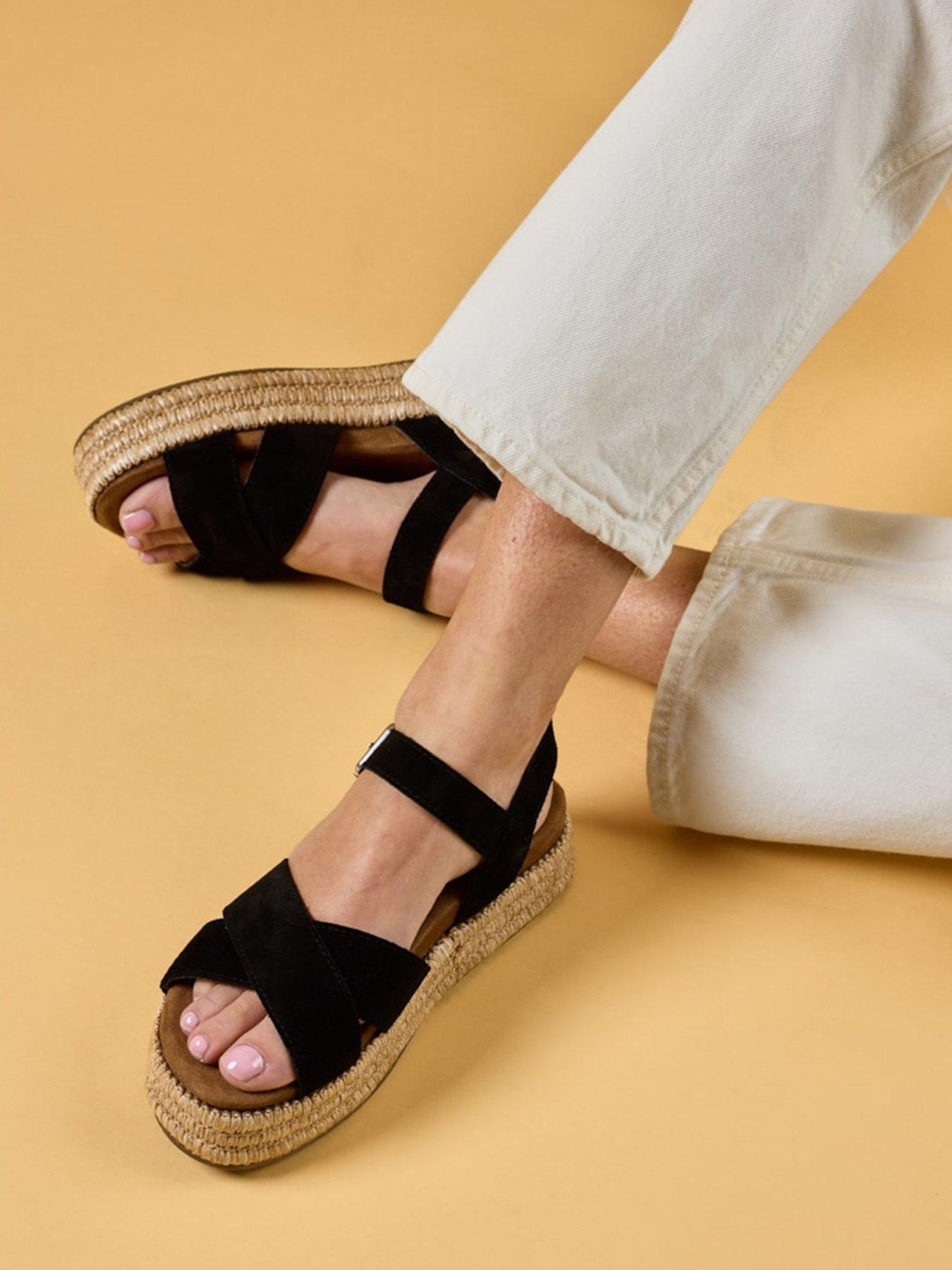 Image 1 of 7 of Hush Puppies Rosa Raffia Sandal-black