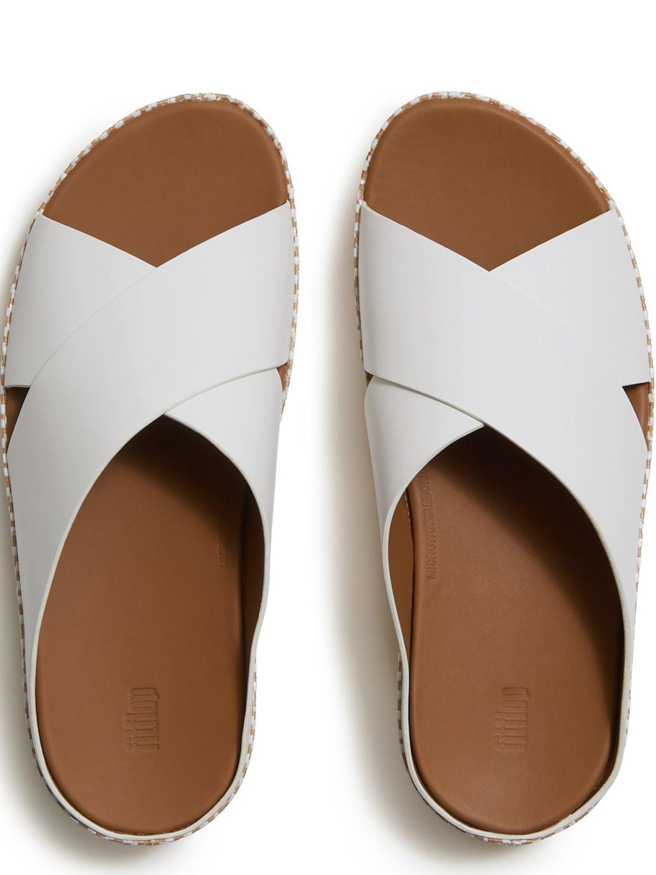 Image 4 of 6 of FitFlop Lulu Lux Graphic Weave Leather Cross Sandals - White