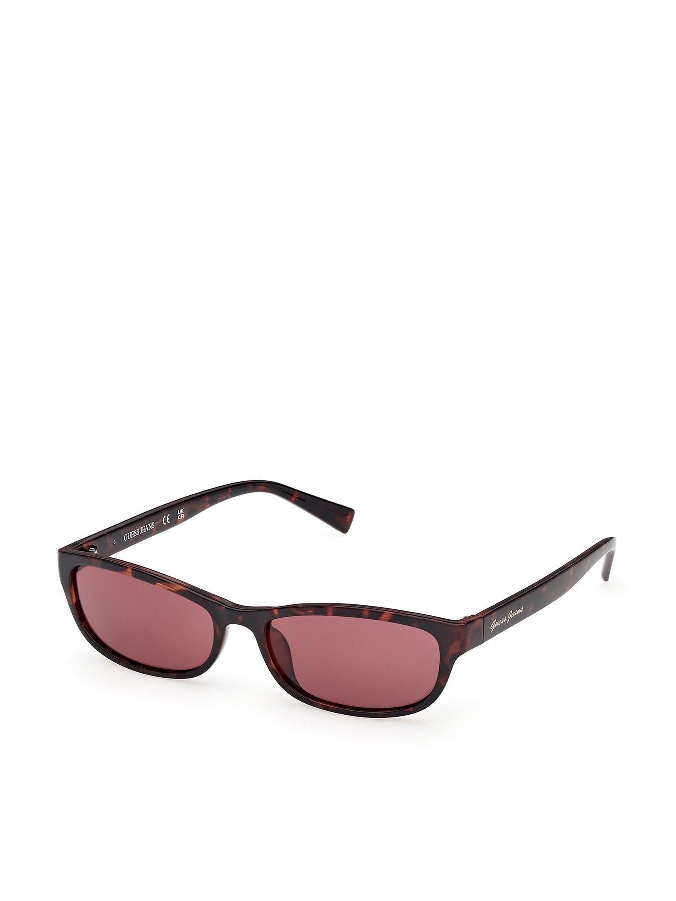 Guess Jeans Rectangular Injected Sunglasses - Dark Havana