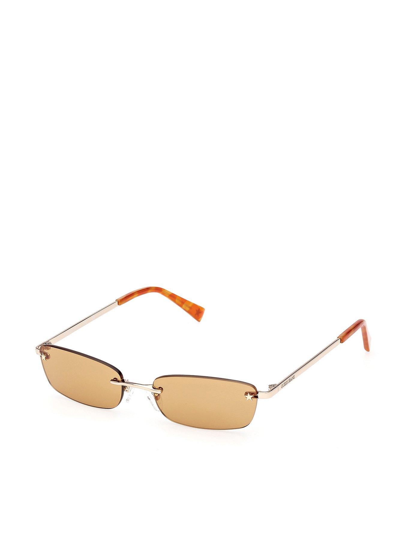 Guess Jeans Rectangular Metal Sunglasses - Gold