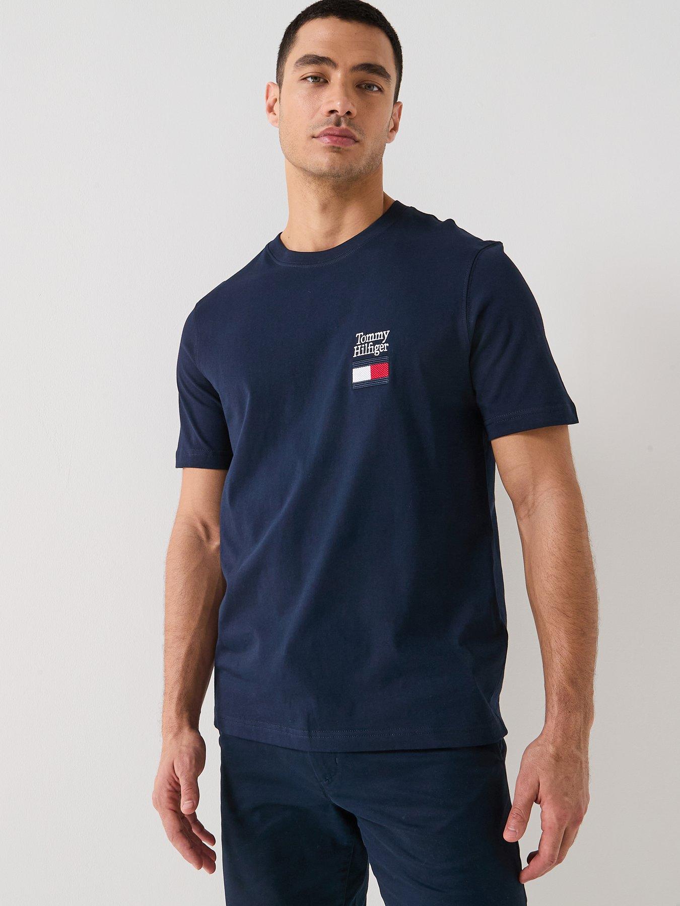 Image 1 of 6 of Tommy Hilfiger Short Sleeve Crew Neck Logo T-Shirt - Beige
