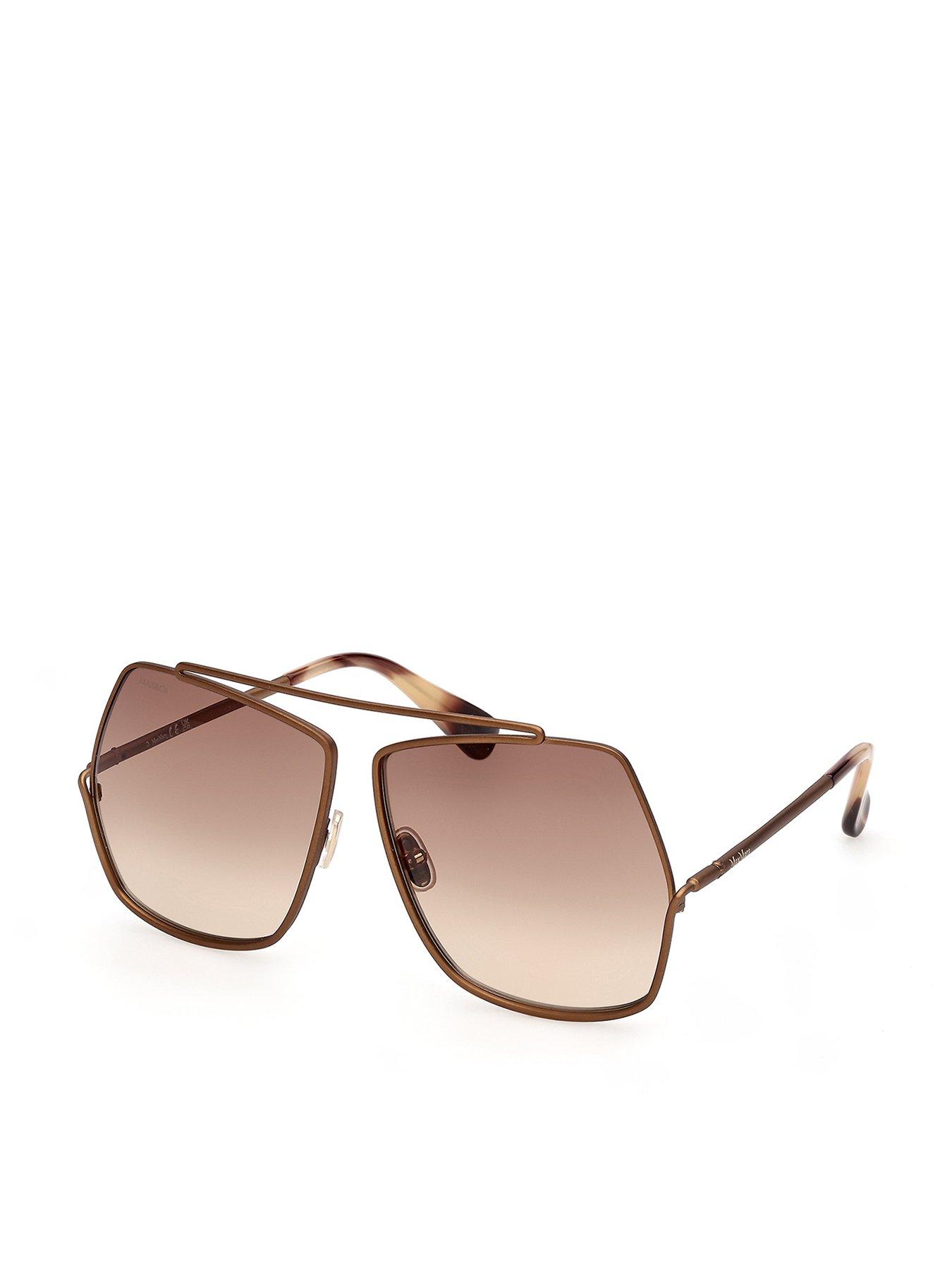 Image 1 of 5 of Max Mara Geometric Metal Sunglasses - Light Brown