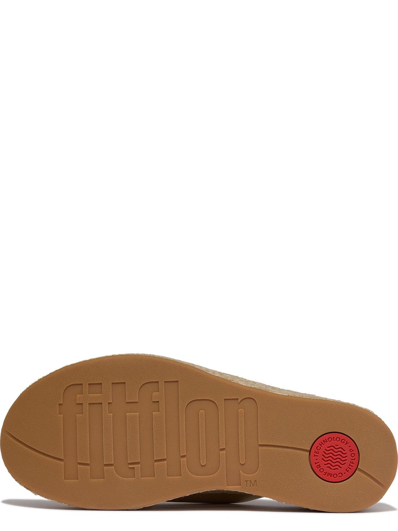 Image 5 of 6 of FitFlop Platfforms Espadrille Leather Wedge Cross Slides - Gold