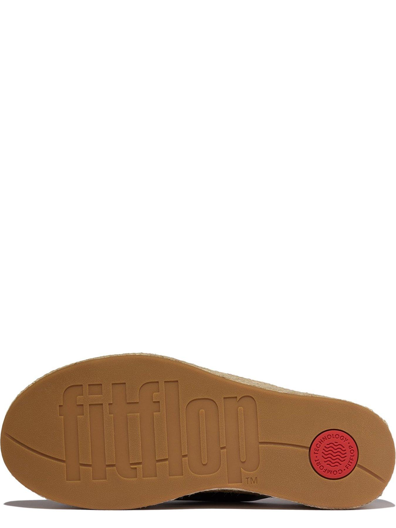 Image 5 of 6 of FitFlop Platfforms Espadrille&nbsp;Cross&nbsp;Leather Wedge Sandals - Black