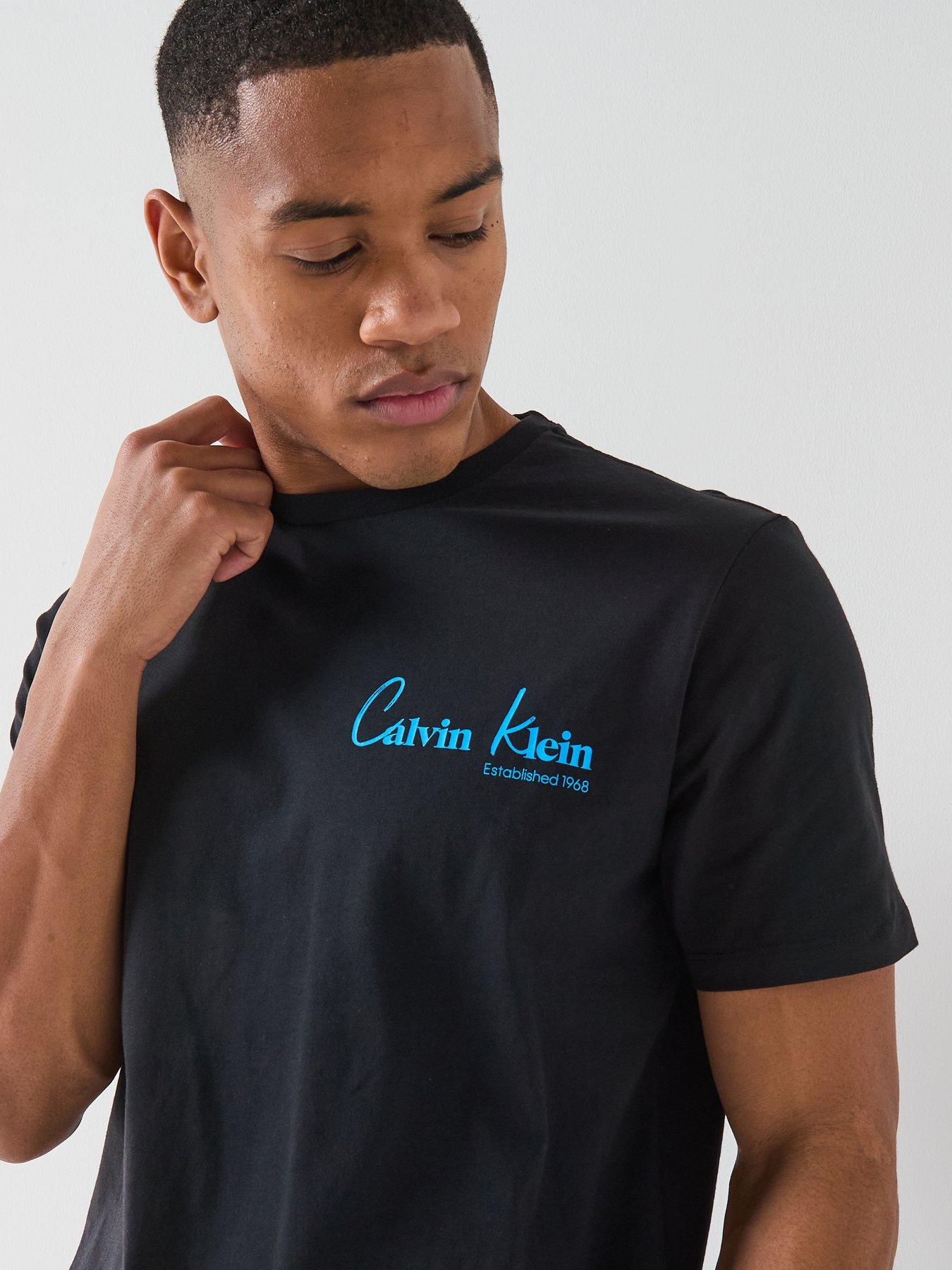  image of calvin-klein-jeans-back-graphic-script-t-shirt-black