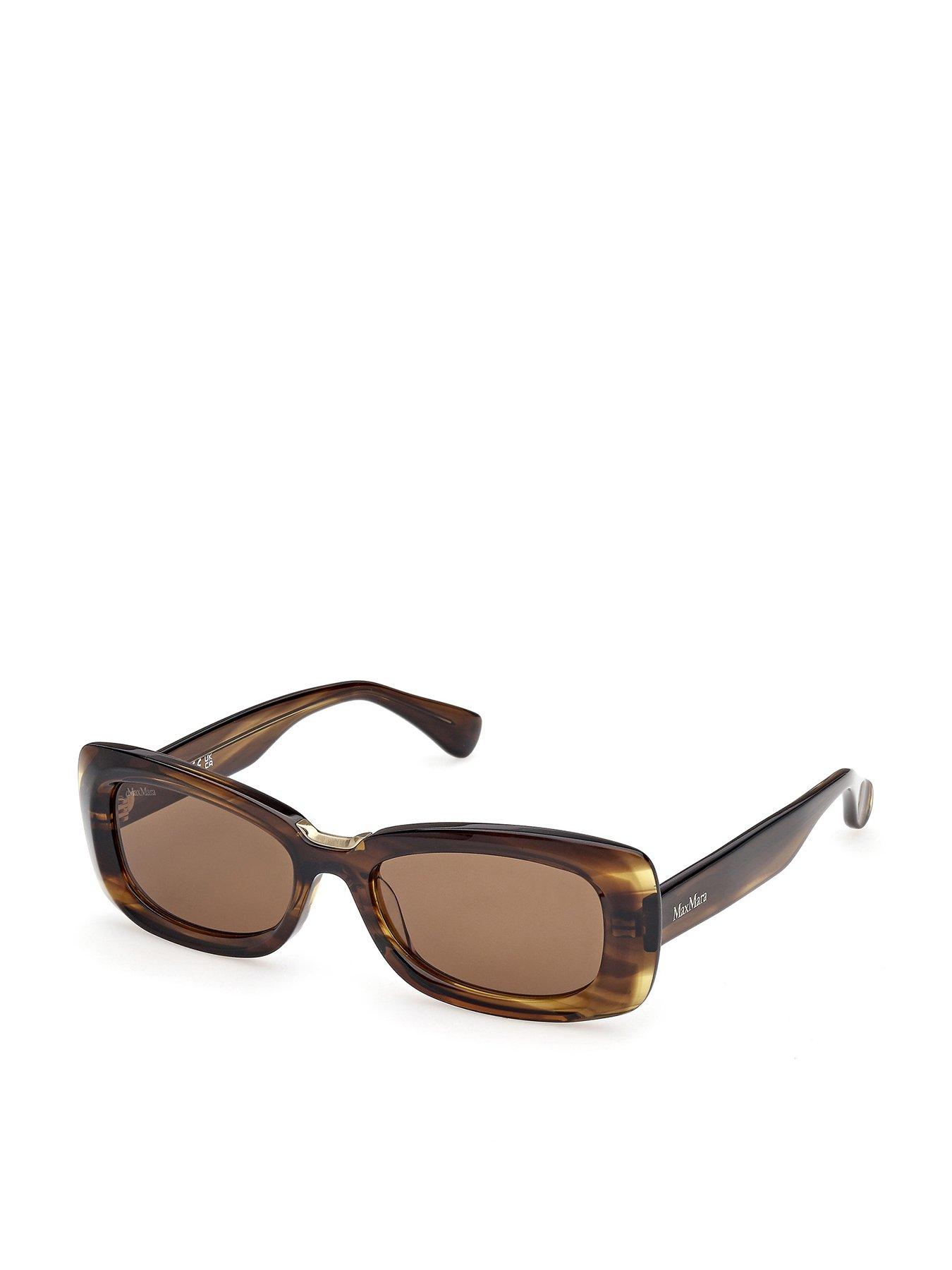 Max Mara Rectangular Acetate Sunglasses - Horn Green