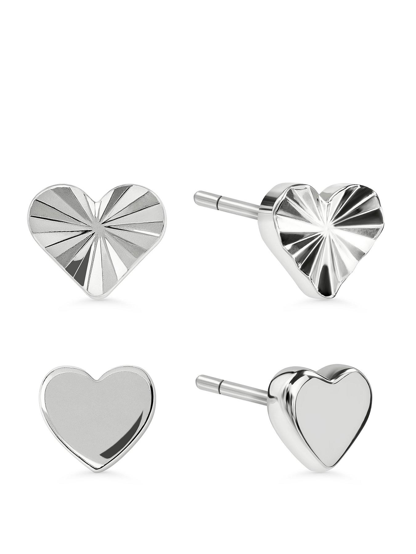 Image 1 of 3 of Radley Silver Plated Textured Heart Twinpack Earrings