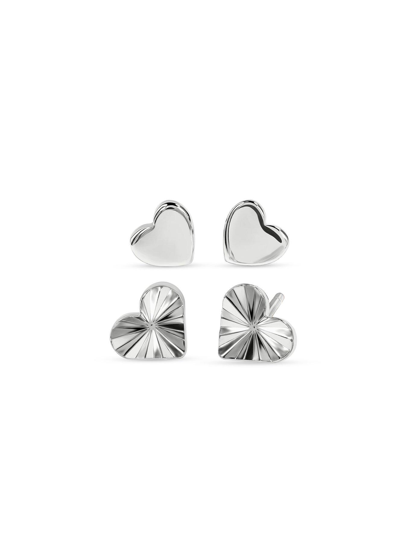 Image 2 of 3 of Radley Silver Plated Textured Heart Twinpack Earrings
