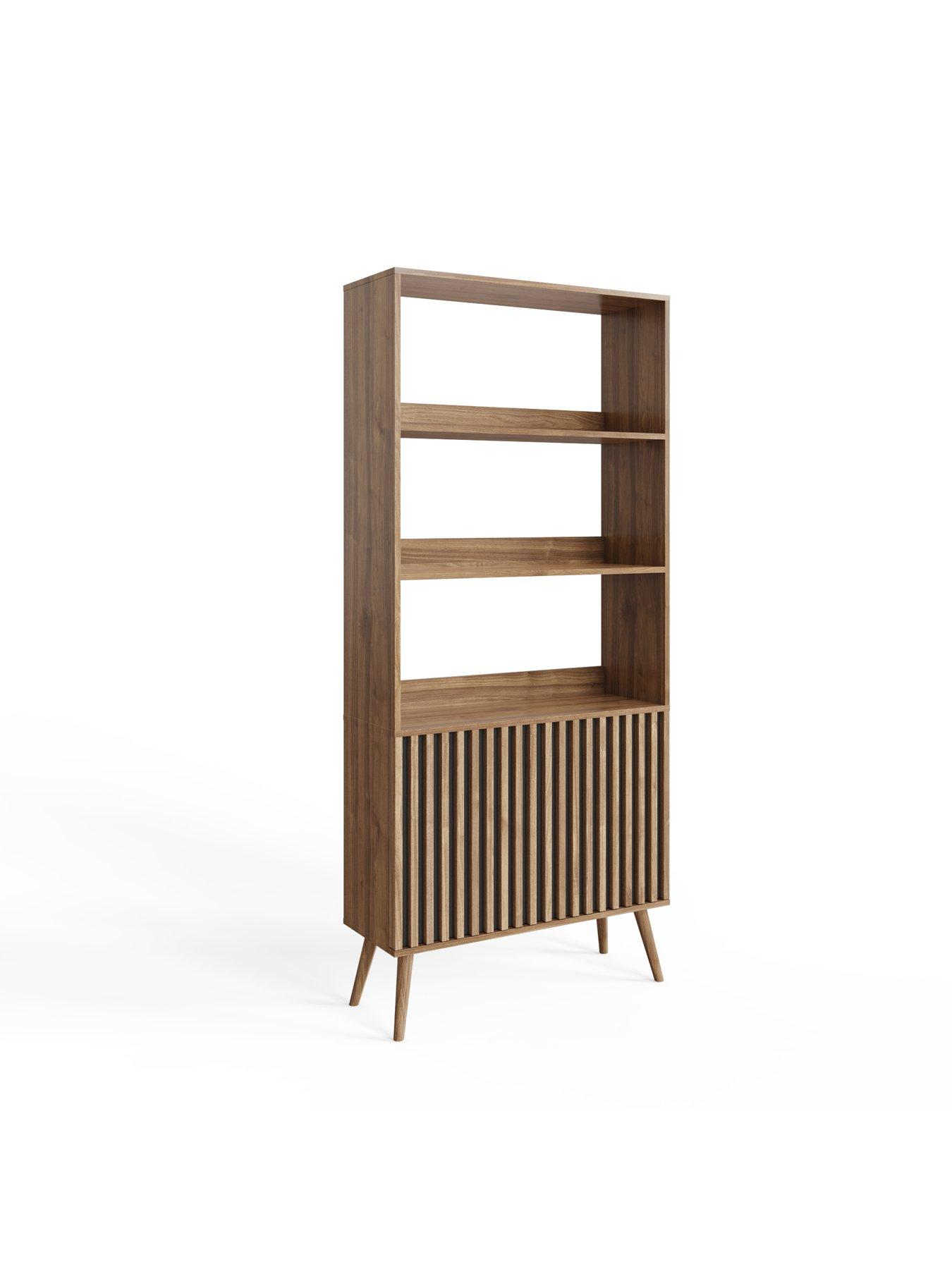  image of gfw-rowen-storage-bookcase-oakblacknbsp--fscreg-certified