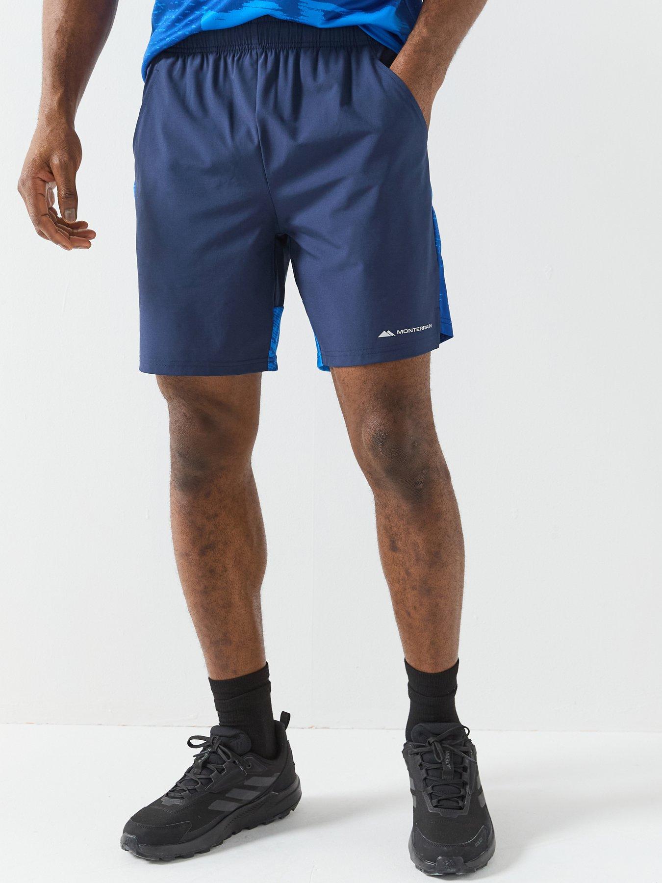 Monterrain Mens Divide Woven Running Short - Blue