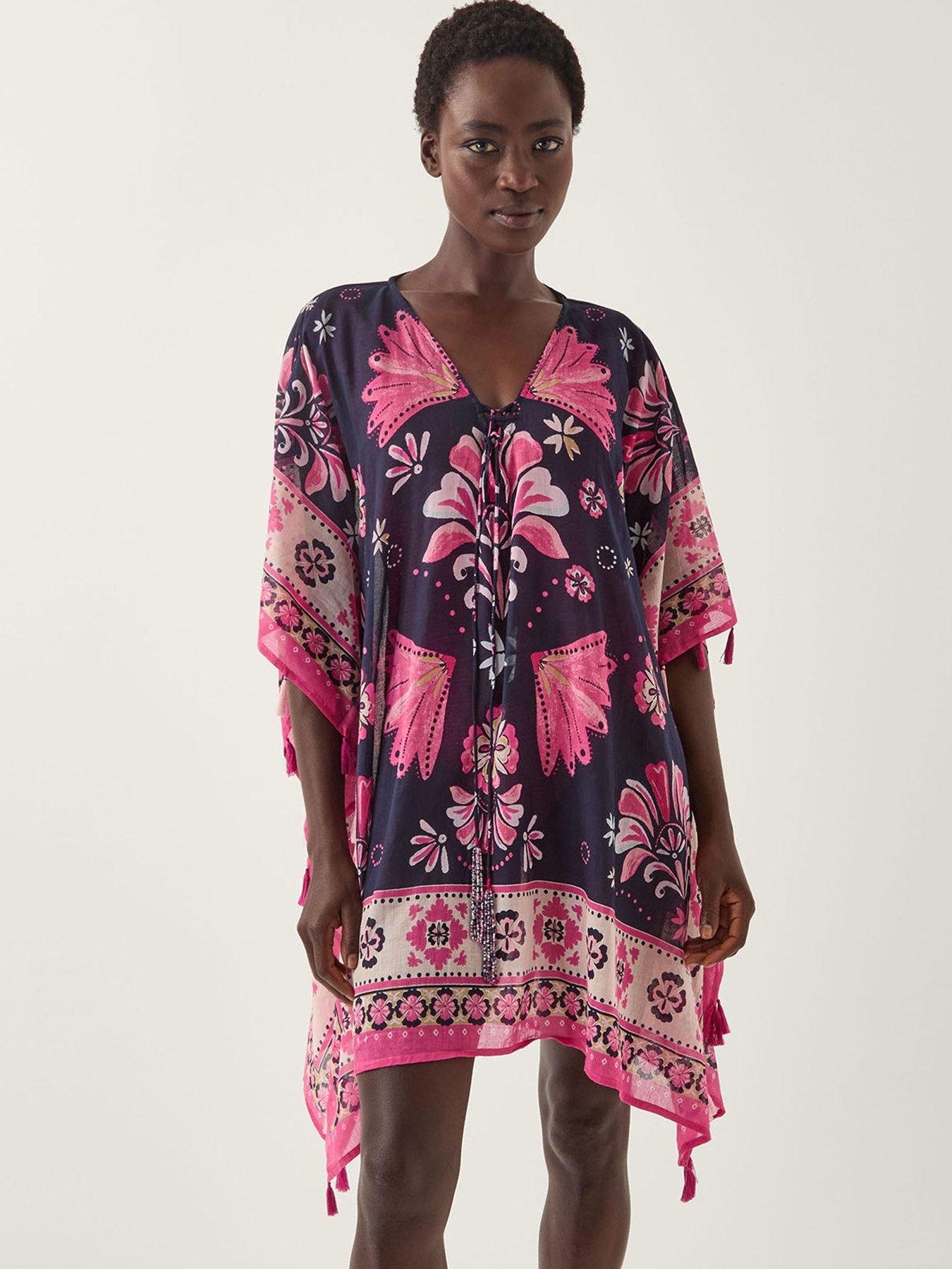 Image 1 of 5 of Monsoon Abbie Floral Cover Up - Blue