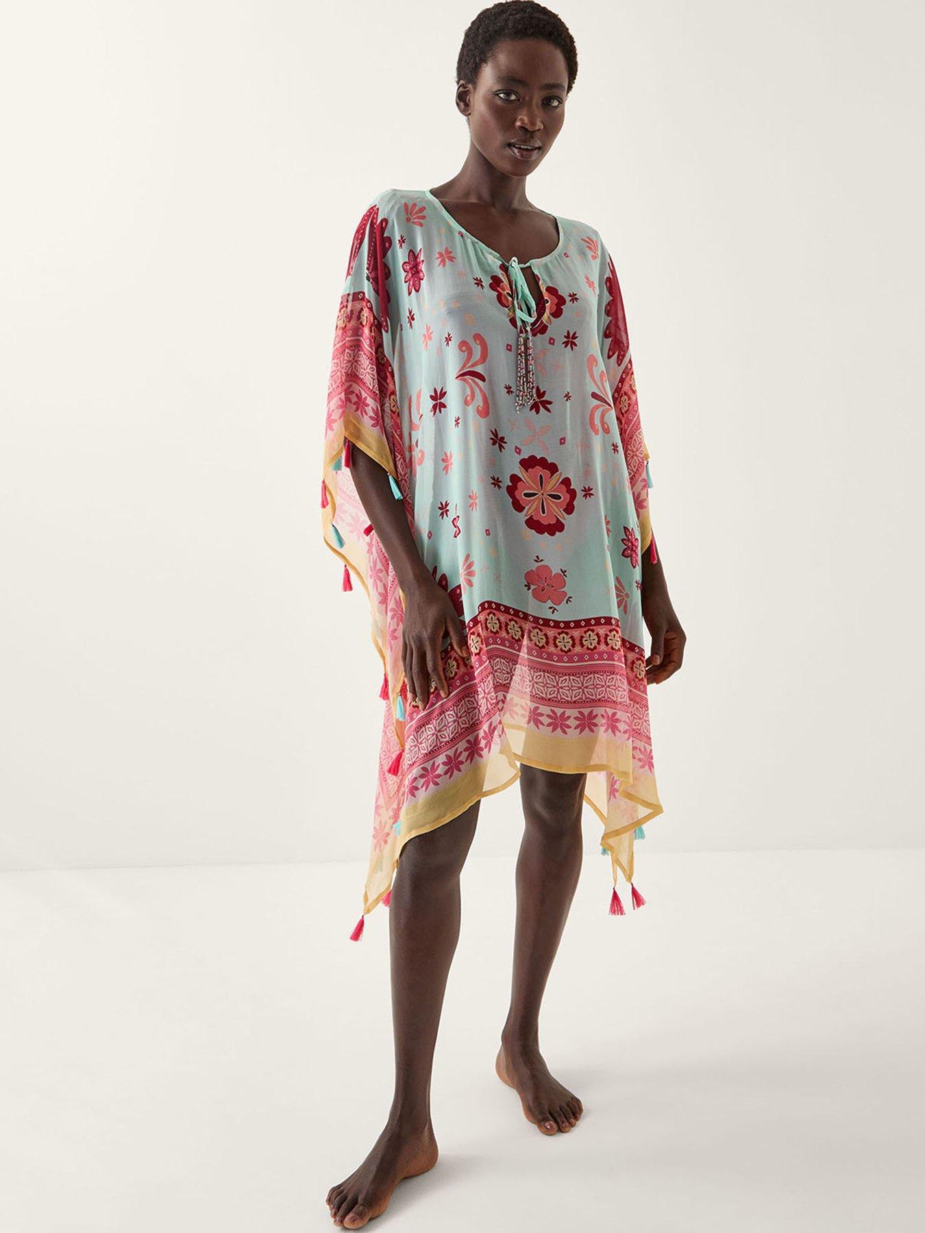Image 1 of 5 of Monsoon Abbie Floral Cover Up - Blue