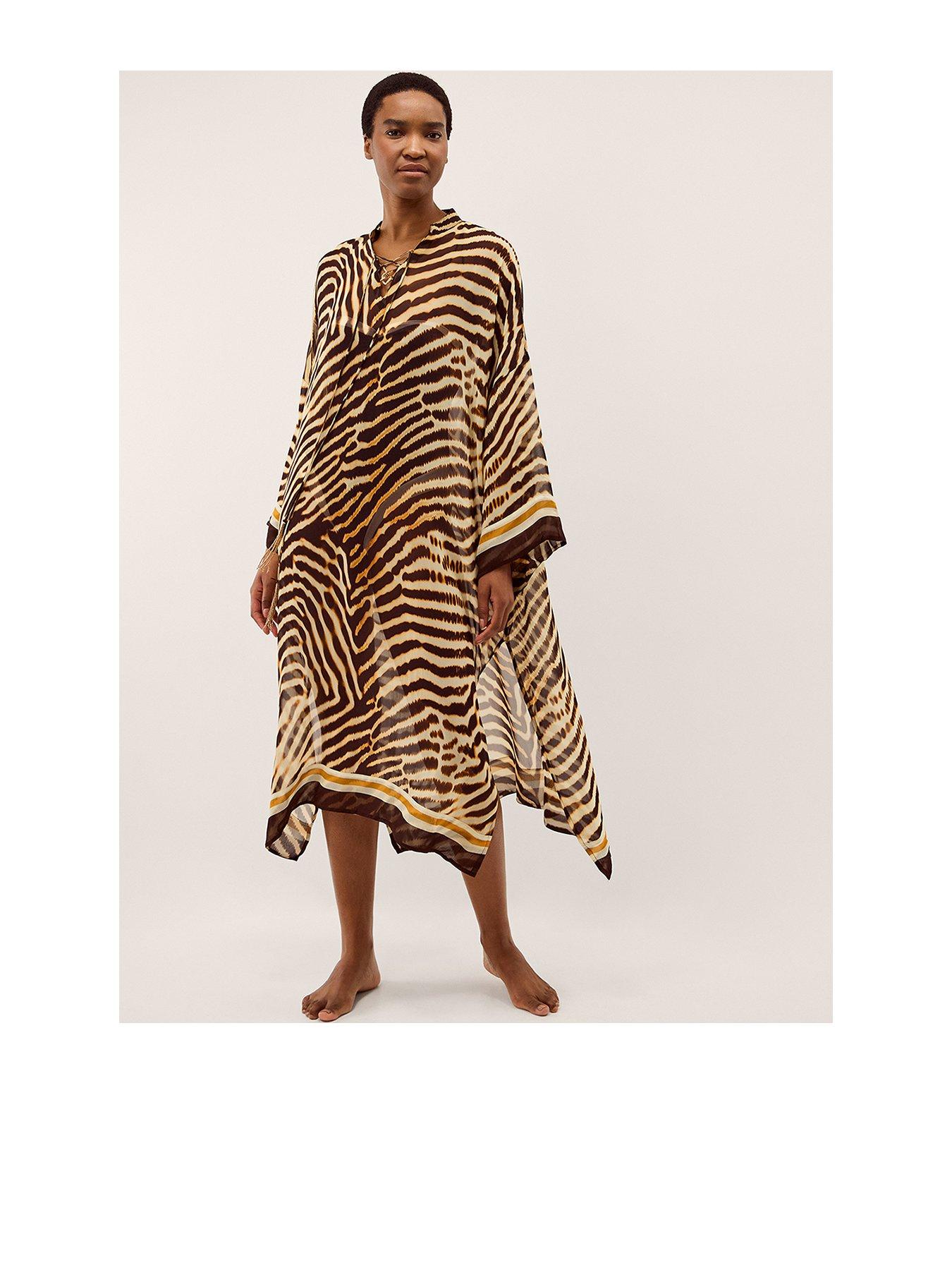 front image of monsoon-clarissa-animal-kaftan