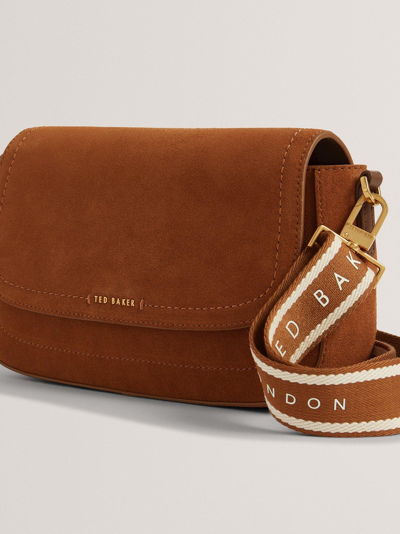 Image 3 of 5 of Ted Baker Suede Crossbody Bag - Brown