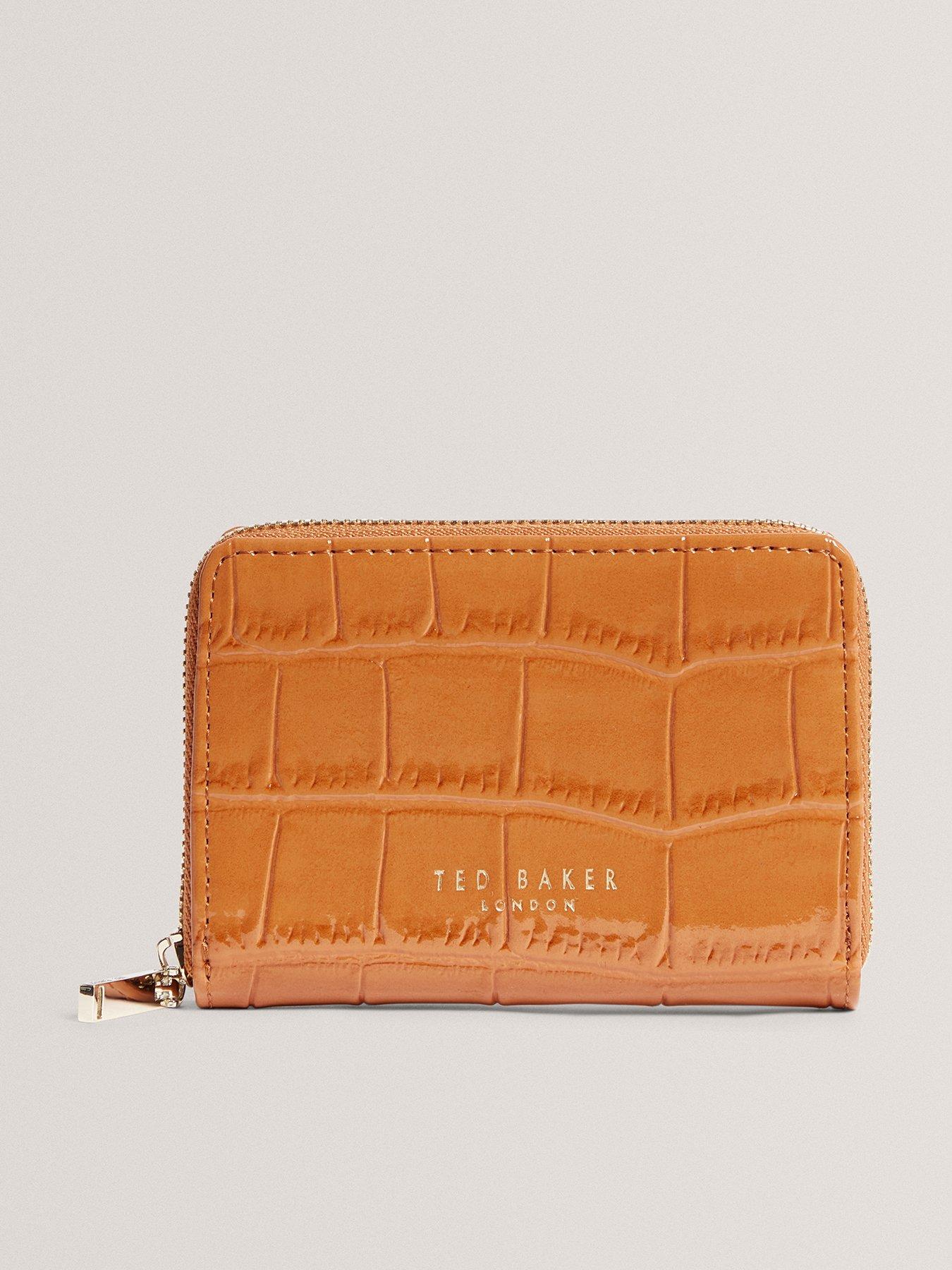 Image 1 of 4 of Ted Baker Croc Effect Small Zip Around Wallet - Brown