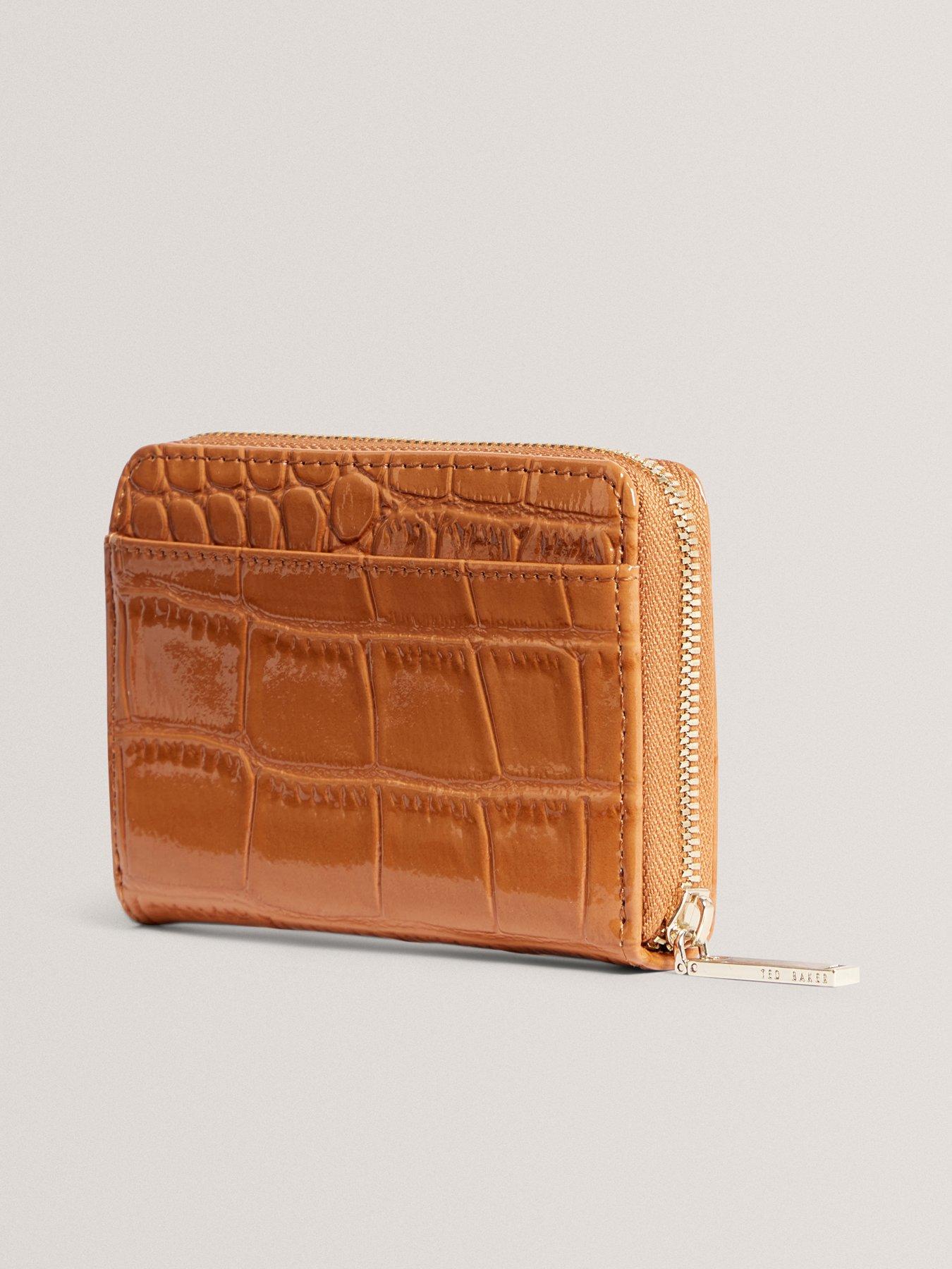 Image 3 of 4 of Ted Baker Croc Effect Small Zip Around Wallet - Brown