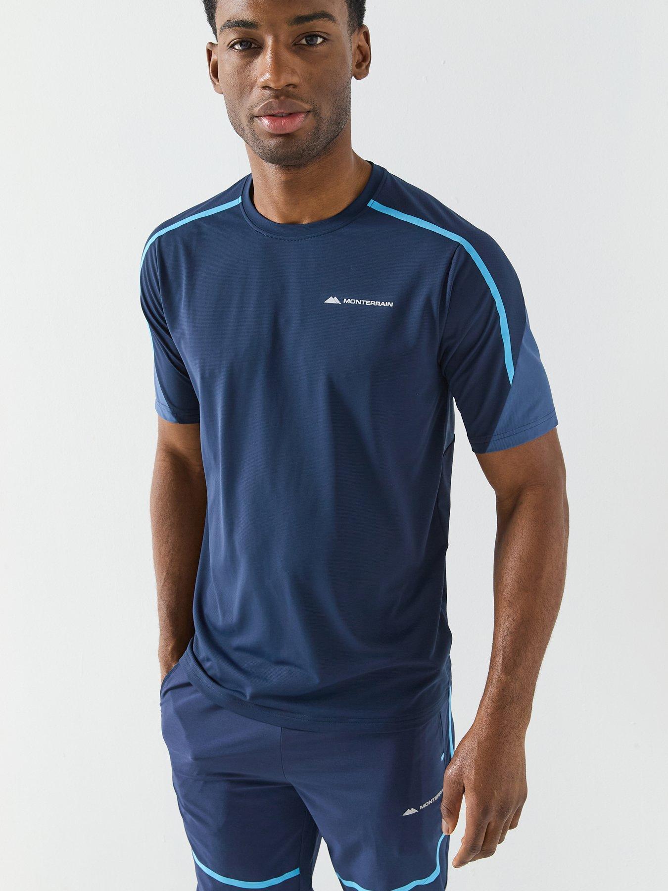 front image of monterrain-mens-defence-t-shirt-blue