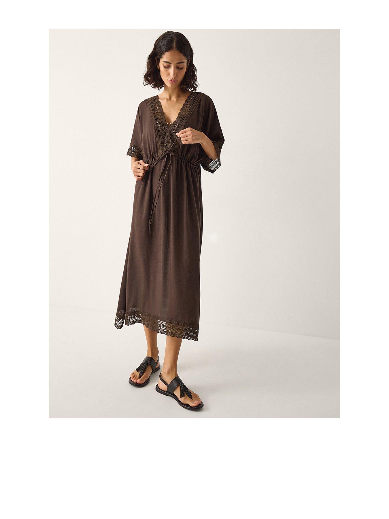 Monsoon Cali Crochet Cover Up - Brown