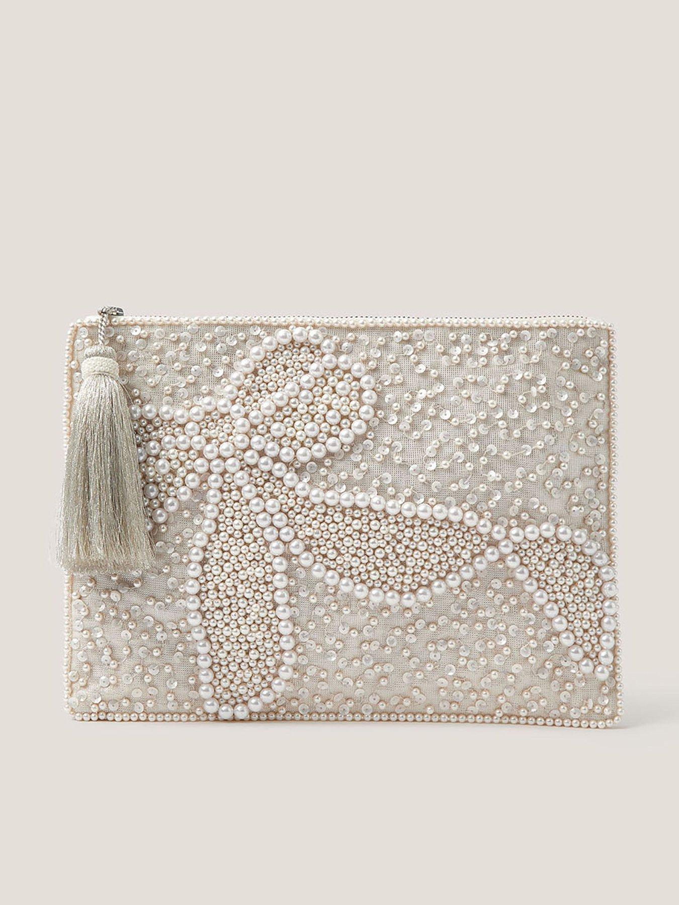  image of monsoon-audra-beaded-bow-pouch-cream