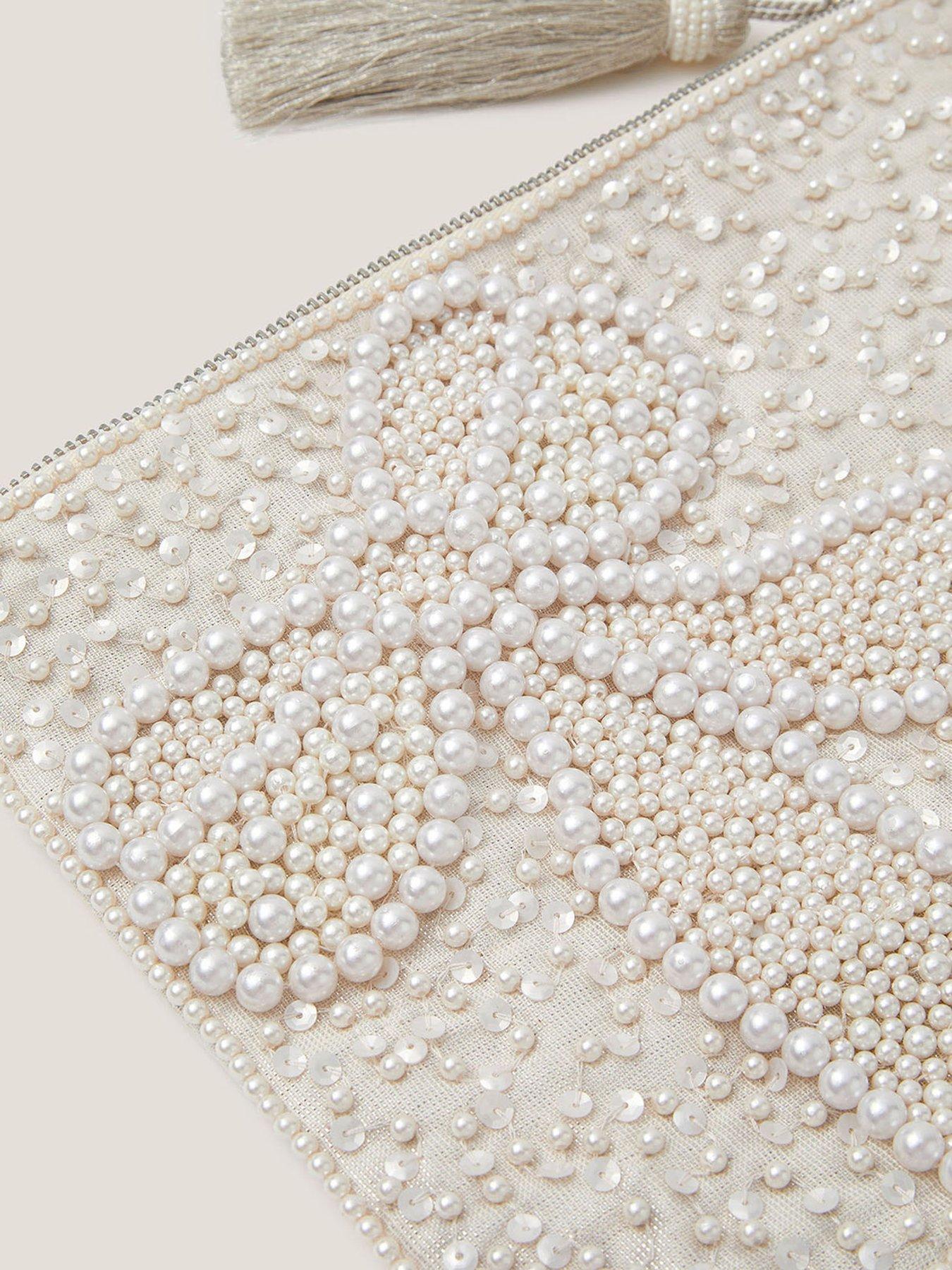  image of monsoon-audra-beaded-bow-pouch-cream